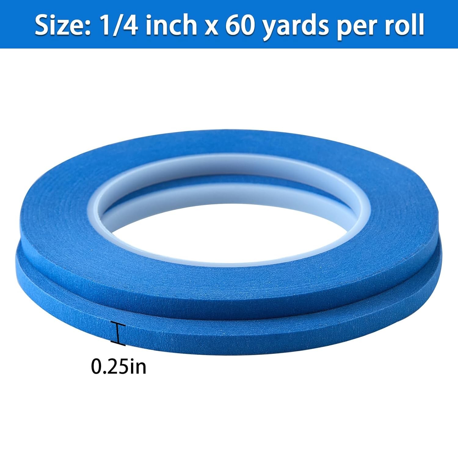 2 Pack 1/4″ inch x 60yd Blue Painters Tape Easy Removal Thin Narrow