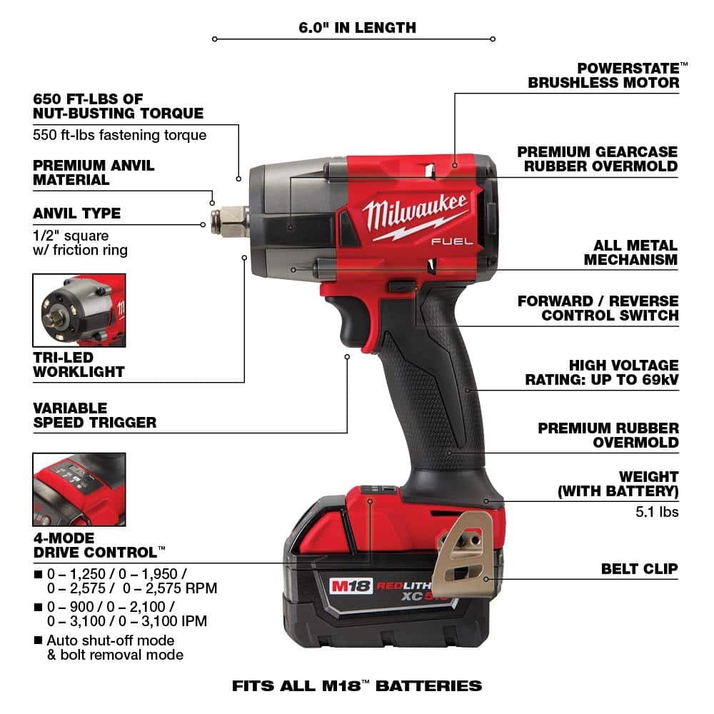 Milwaukee 3697-27 M18 FUEL 18V 7 Tool Cordless Lithium-Ion Combo Kit
