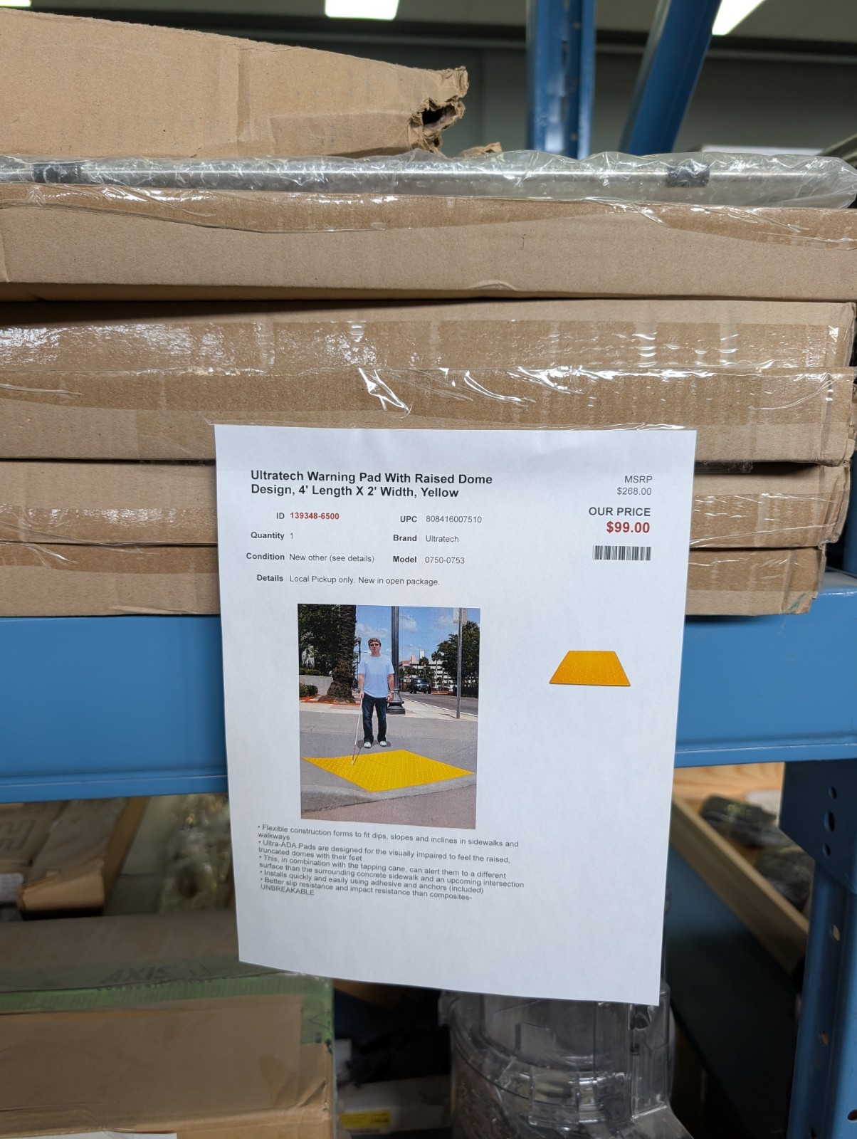 UltraTech 0751 Ultra-ADA Pad®, Retrofit, 2′ x 4′, Yellow – Model: WBB858660