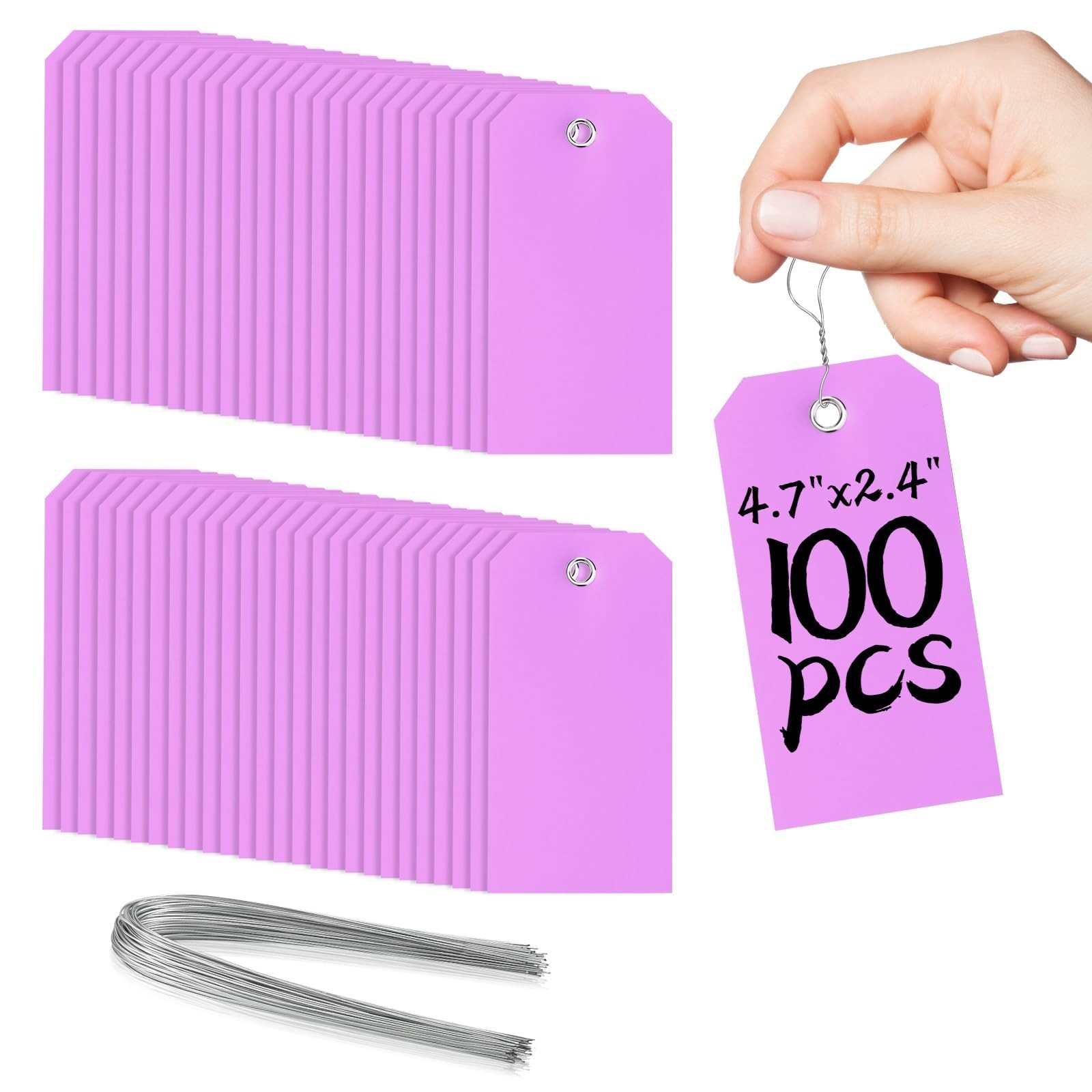 100 Waterproof Plastic Shipping Tags – Durable Light Purple 4.75″ x 2.375