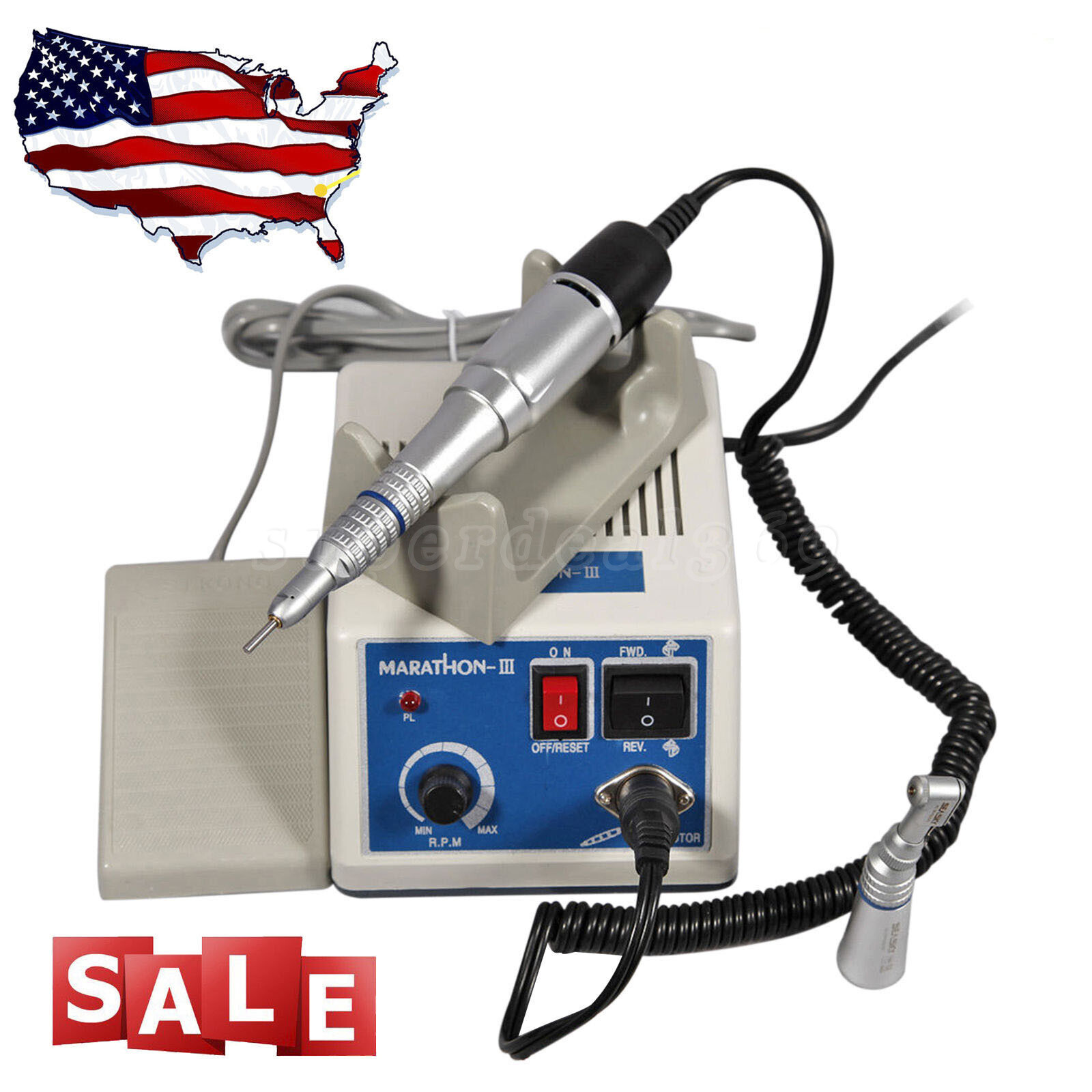 Dental Lab 35K RPM Marathon Electric Micromotor Polisher / Handpiece / Burs po