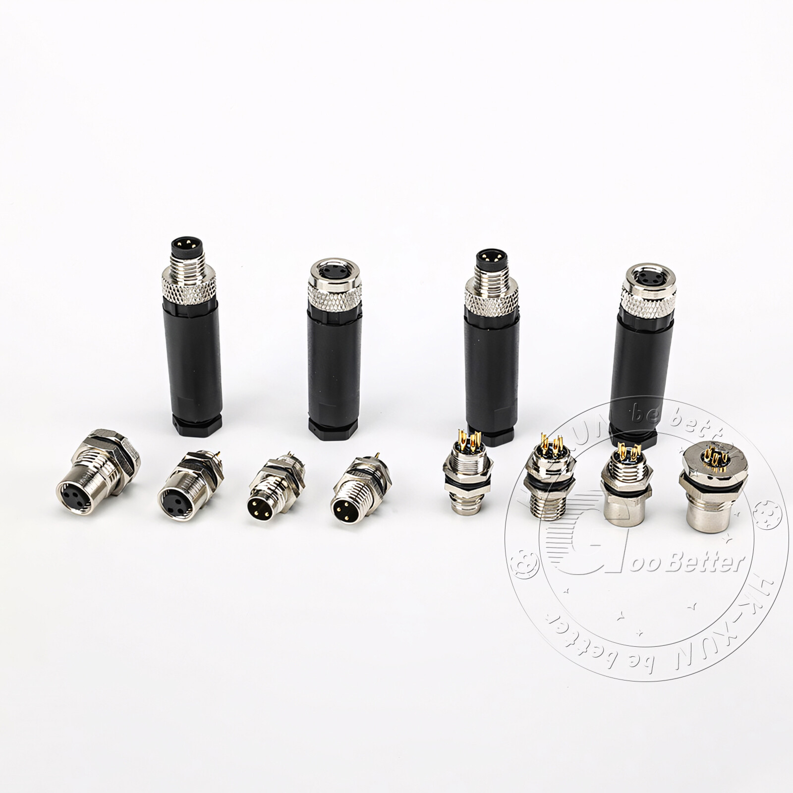 PG7 M8 Sensor Connector 3 Pin / 4 Pin Male / Female Straight / Elbow Plug IP67