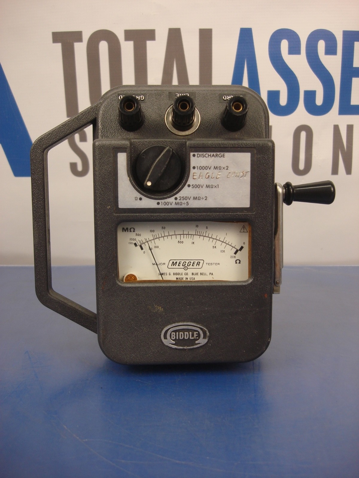 James G. Biddle Co. Major Megger Tester 21359 with Hand Crank and Bag