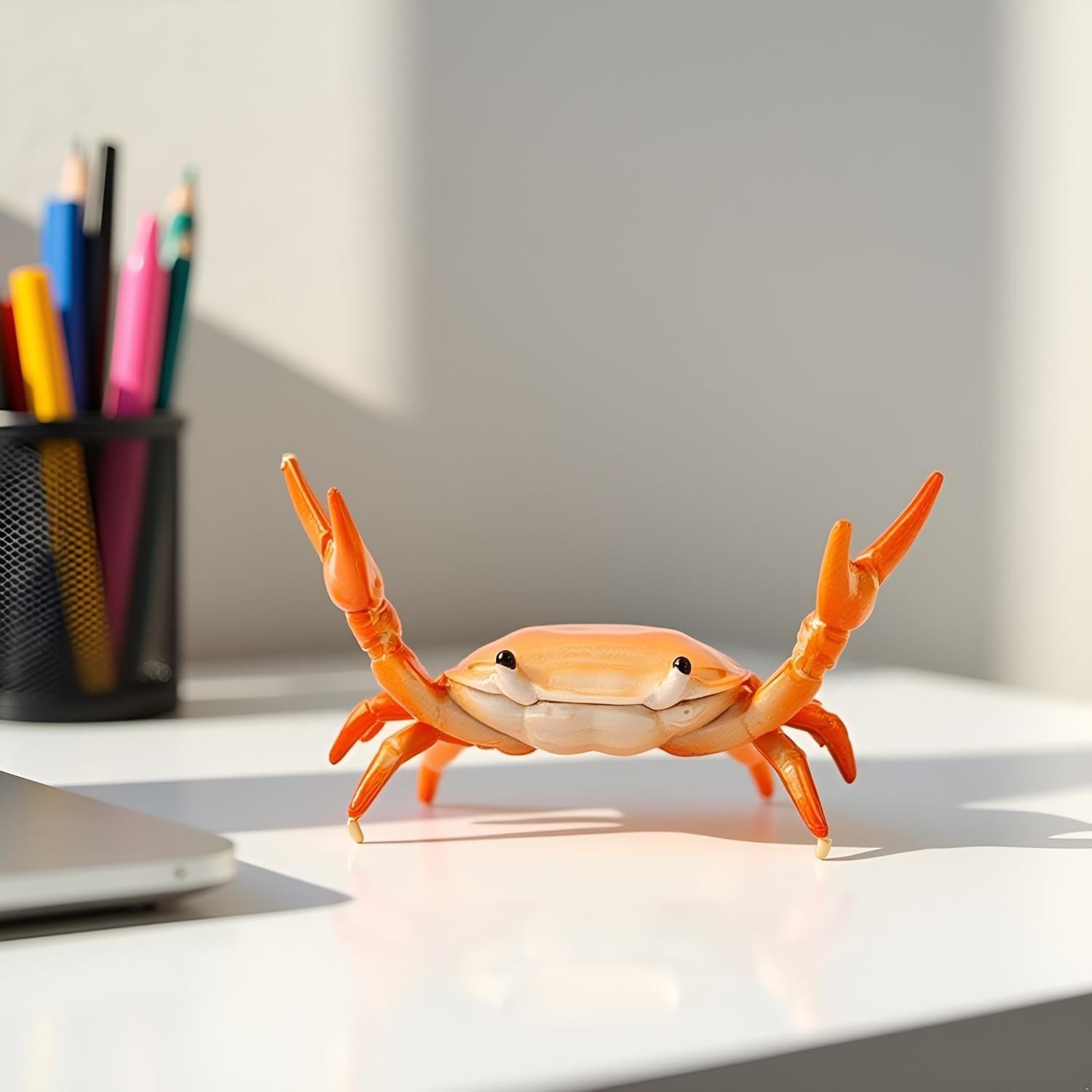 Calsgkspray 2Pcs Creative Crab Pen Holder Weightlifting Crabs Orange