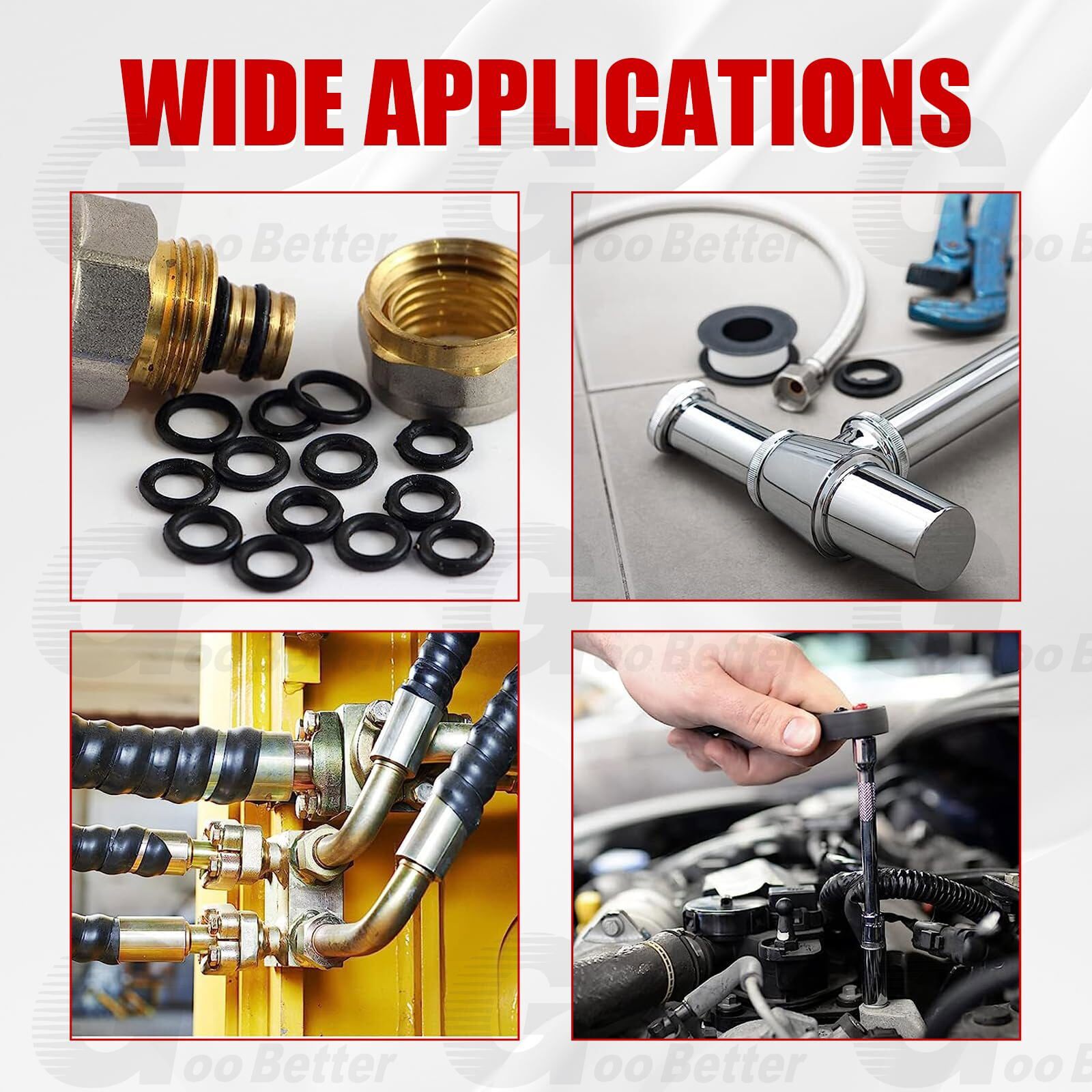 225pc Universal Rubber O-Ring Assortment Kit Gasket Plumbing Automotive Seal Set