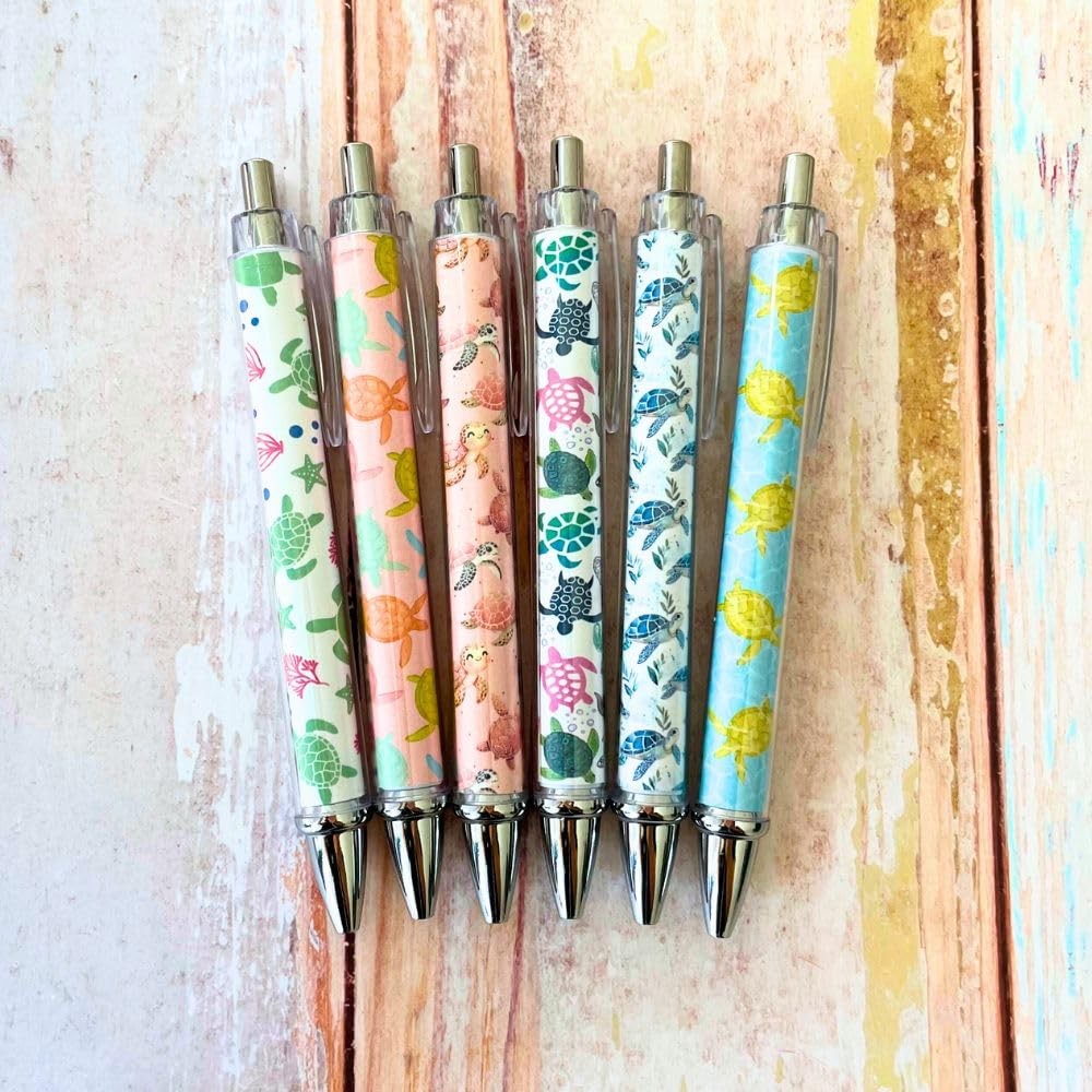 6PC Turtle Pens Cute Turtles Turtled Turtlely Writing Ink Ballpoint Pen Schoo…