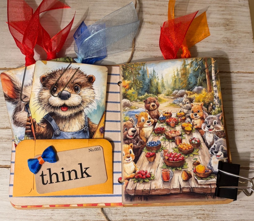 Junk Journal Handmade Booklet Book Vintage «School Days» Pockets, Ephemera