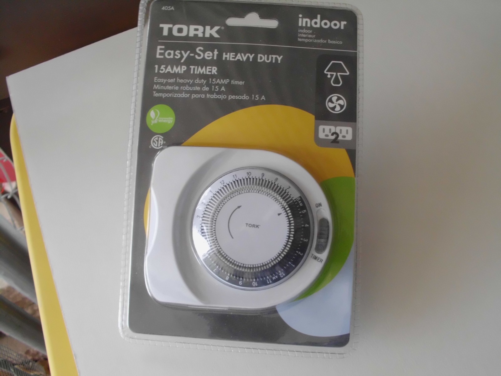 TORK INDOOR TIMER EASY-SET-LIGHTING HEAVY DUTY 15AMP 2 PLUG INS NEW UNOPENED.