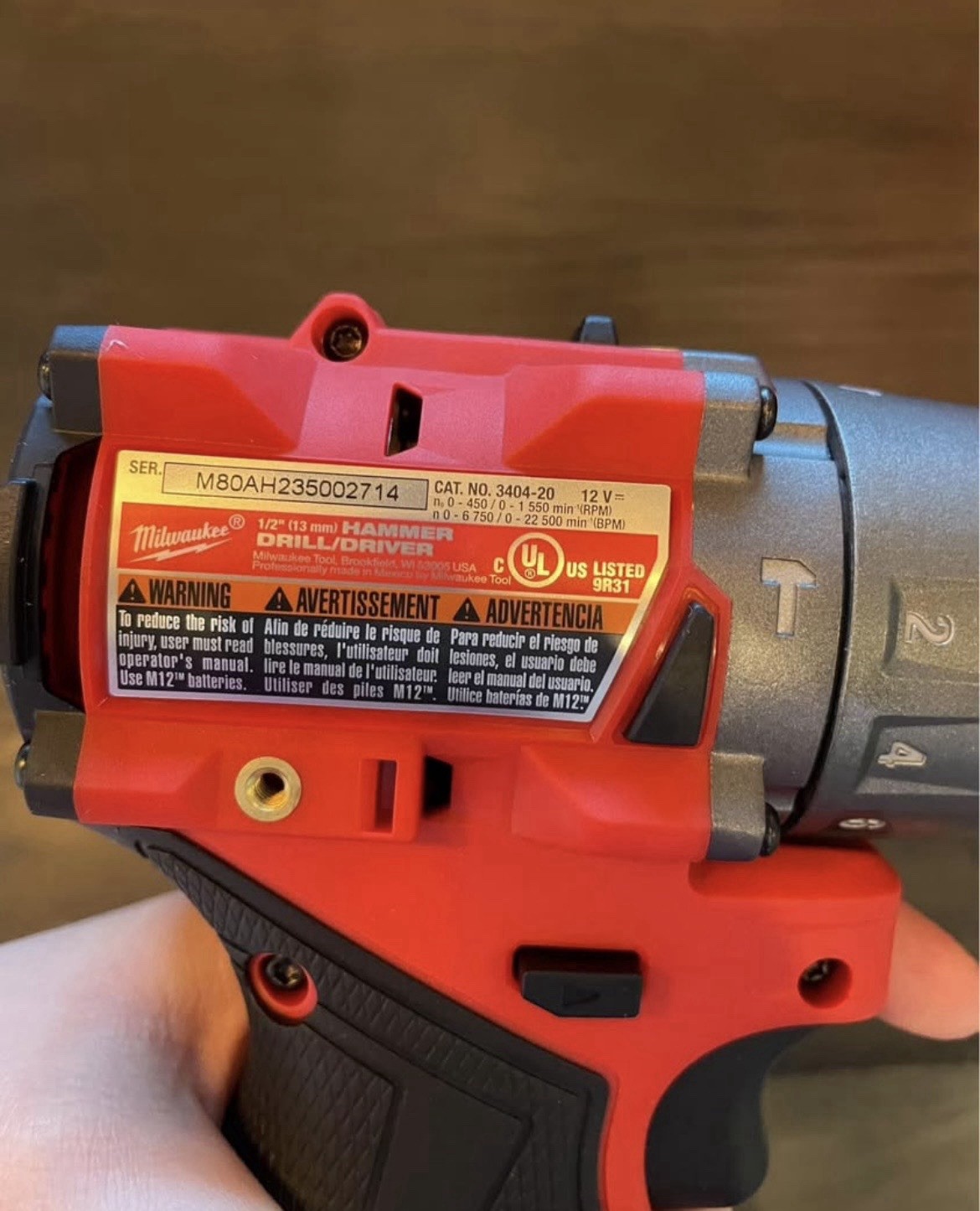 CERTIFIED Milwaukee 3404-20 1/2″ M12 Hammer Fuel Brushless Drill Driver Tool
