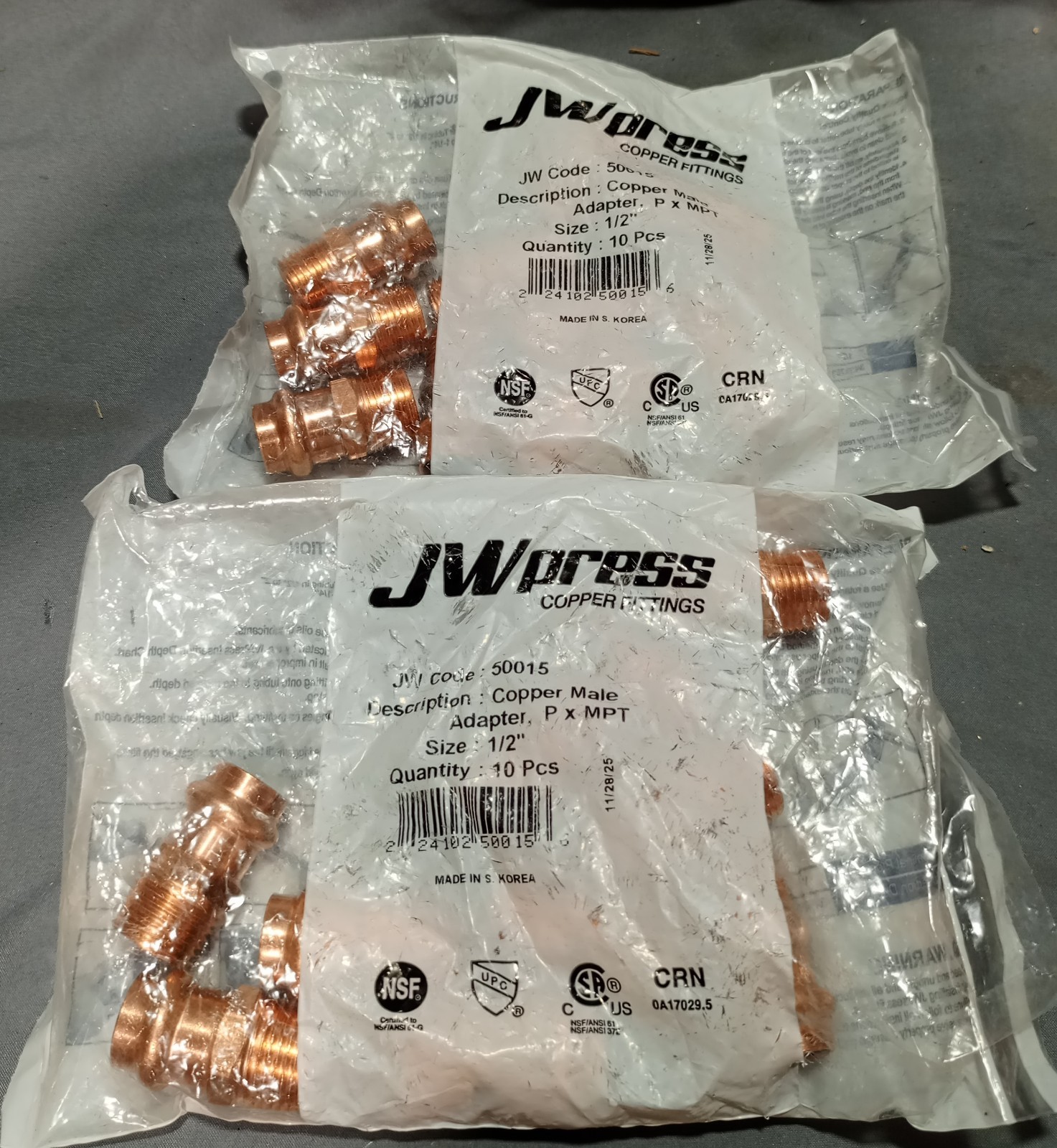 Lot Of 20 JW Press 50015 Copper Male Adapter 1/2″