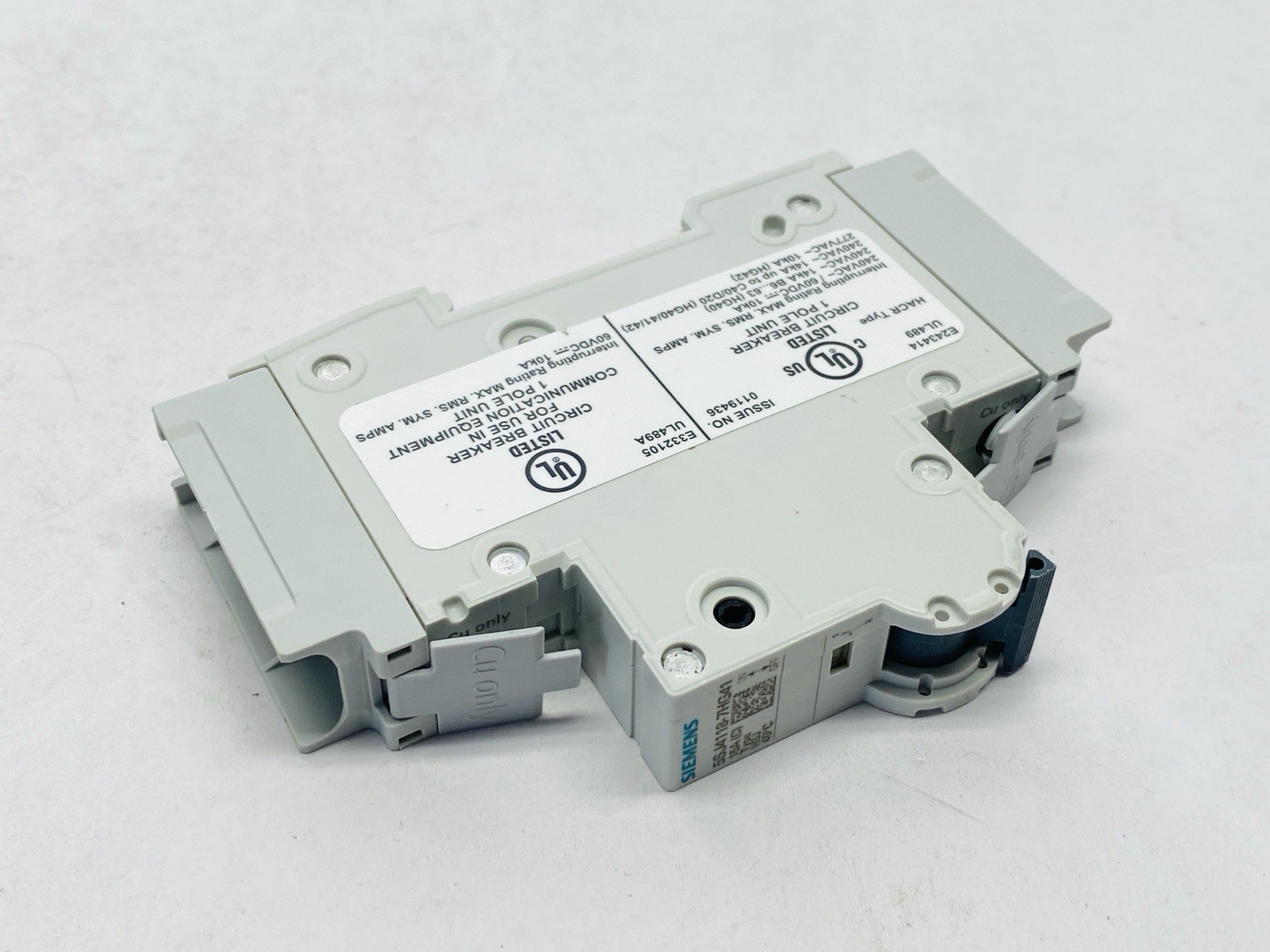 Siemens 5SJ4118-7HG41 Miniature Circuit Breaker 1-Pole 15A 240V