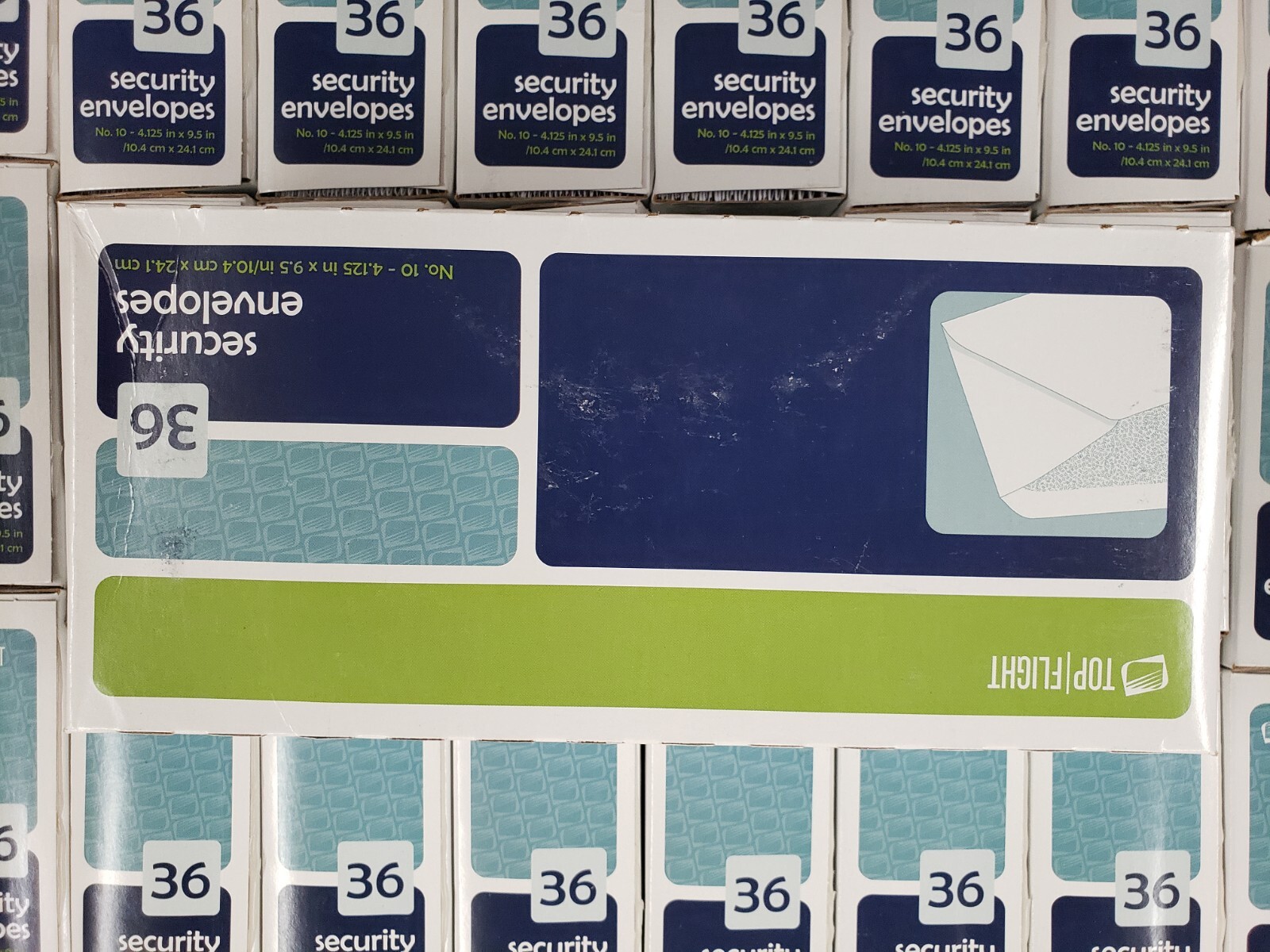 Cs/24 Top Flight #10 Security Envelopes 4.125 x 9.5 Box of 36 (864 Total)