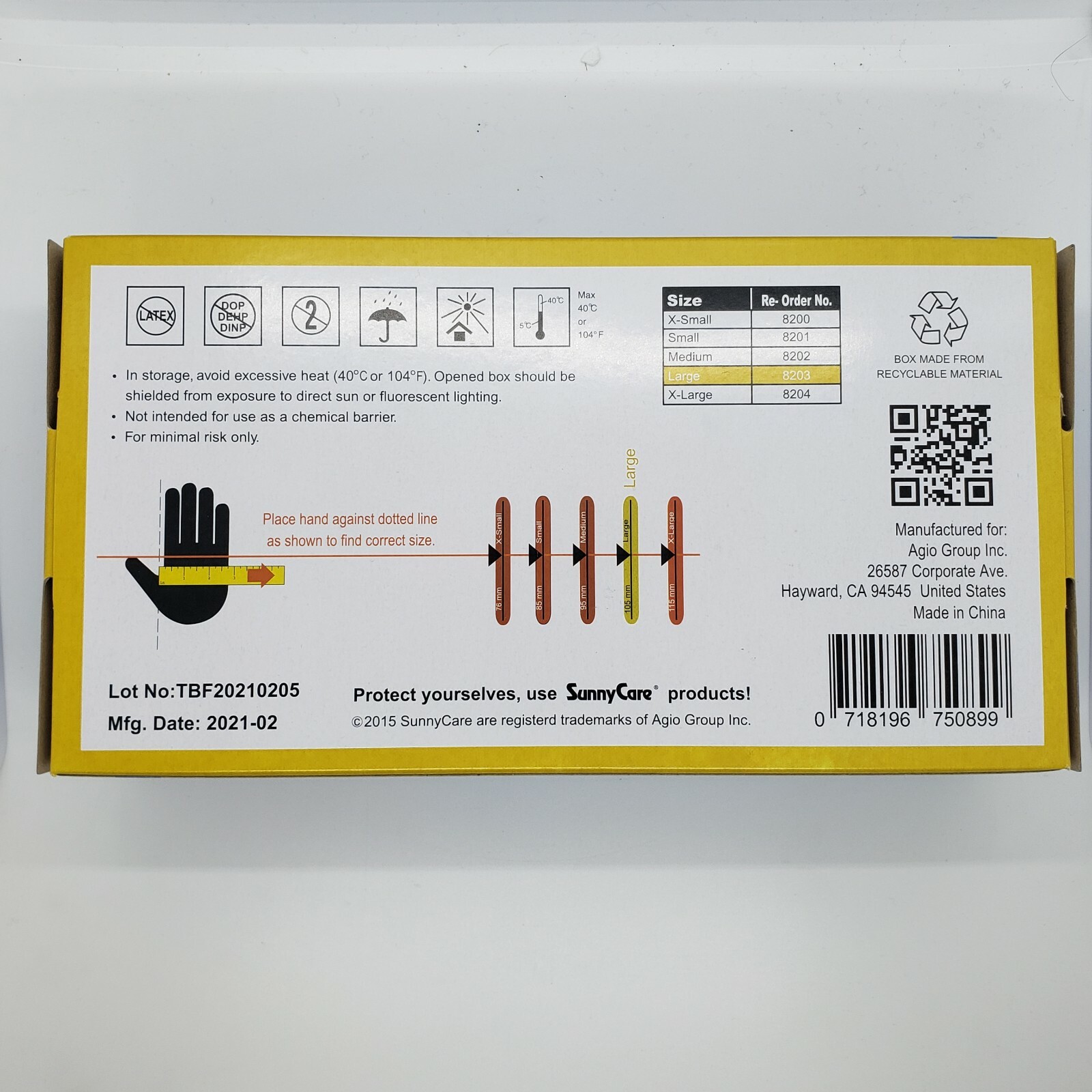 SunnyCare Nitrile Medical Examination Gloves – 1 CASE (10 boxes of 100) – Large