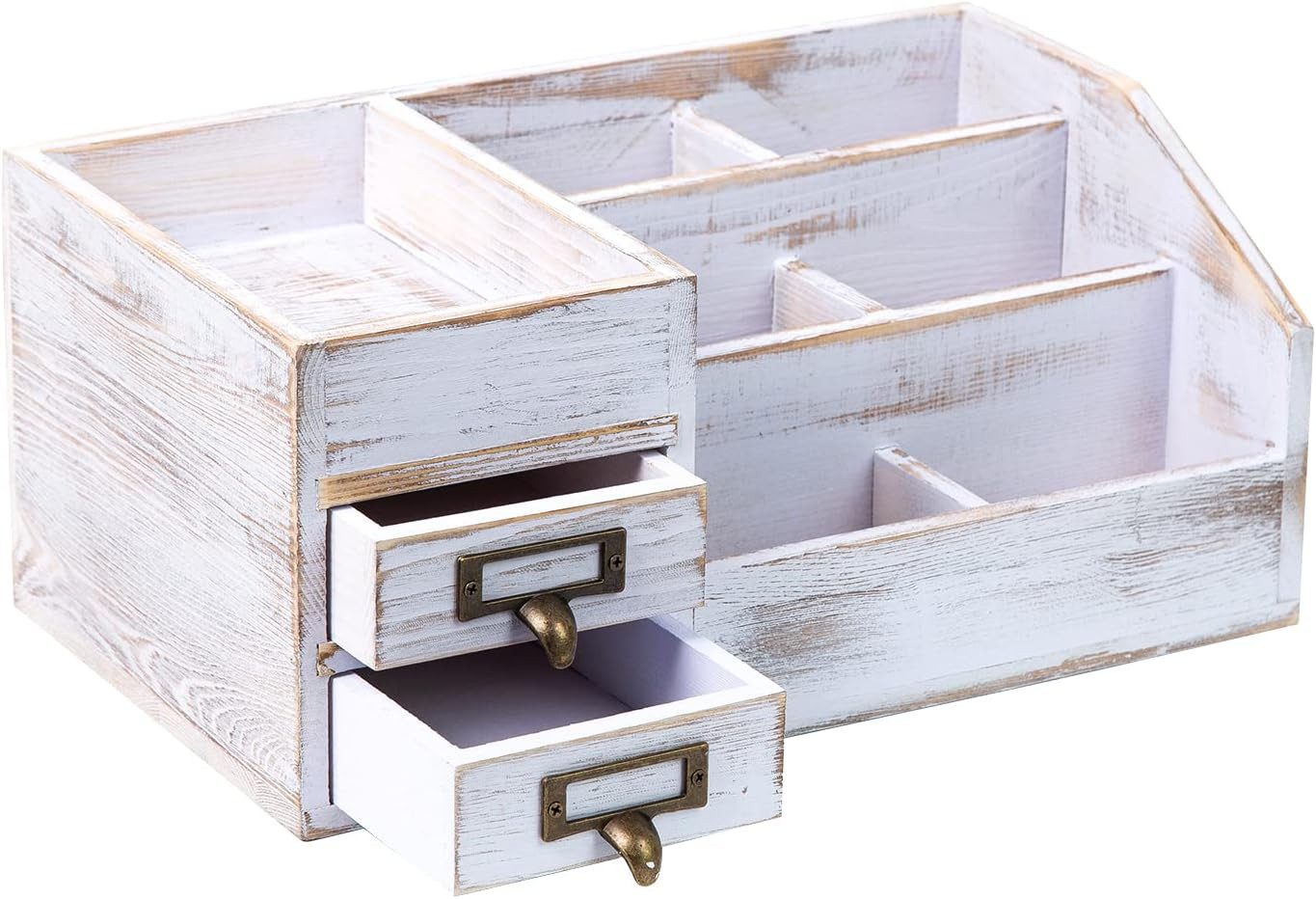 Distressed Rustic Wooden Office Desktop Organizer Shelf Tabletop Home Organizer