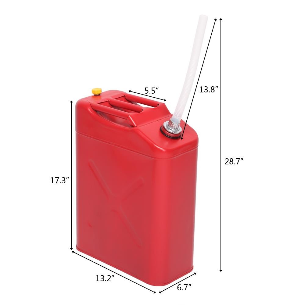 New Red 20L 5 Gal Gas Fuel Can Fuel Gasoline Steel Tank + Spout Leak-Proof