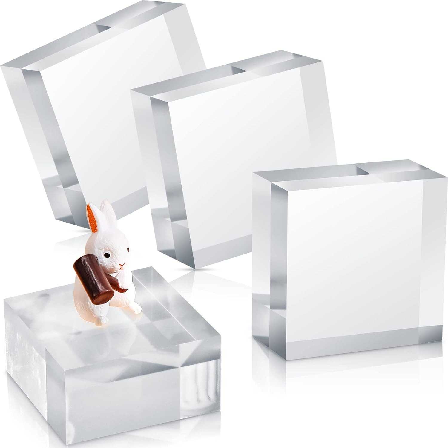 Vicenpal 4 Pieces Acrylic Square Display Block 2 X 1 Inches Clear Polished Cube