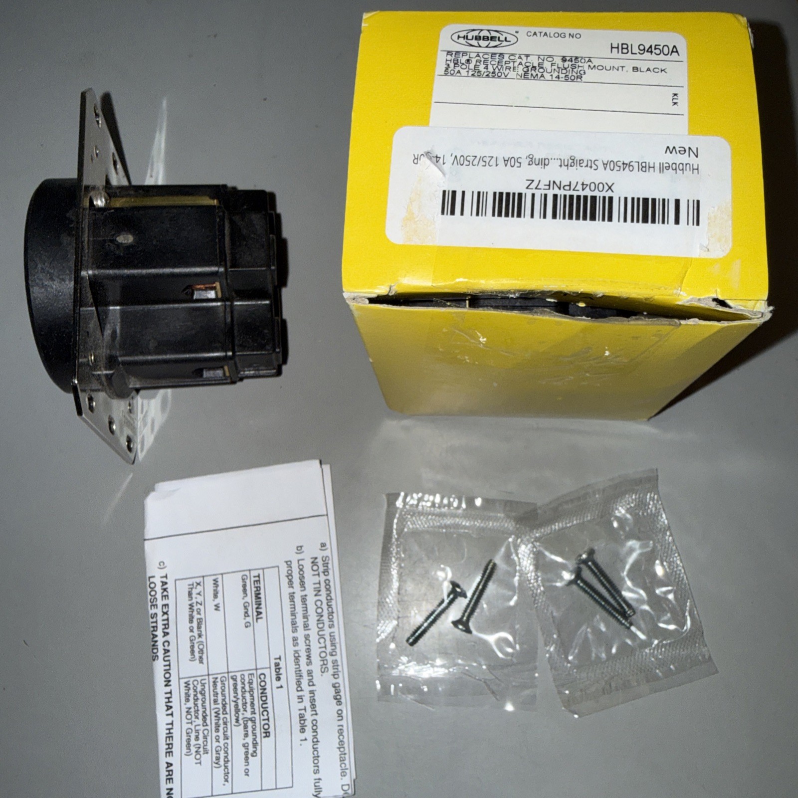 Hubbell HBL9450A NEMA 14-50R WR (Weather Resistant) Industrial Grade Receptacle