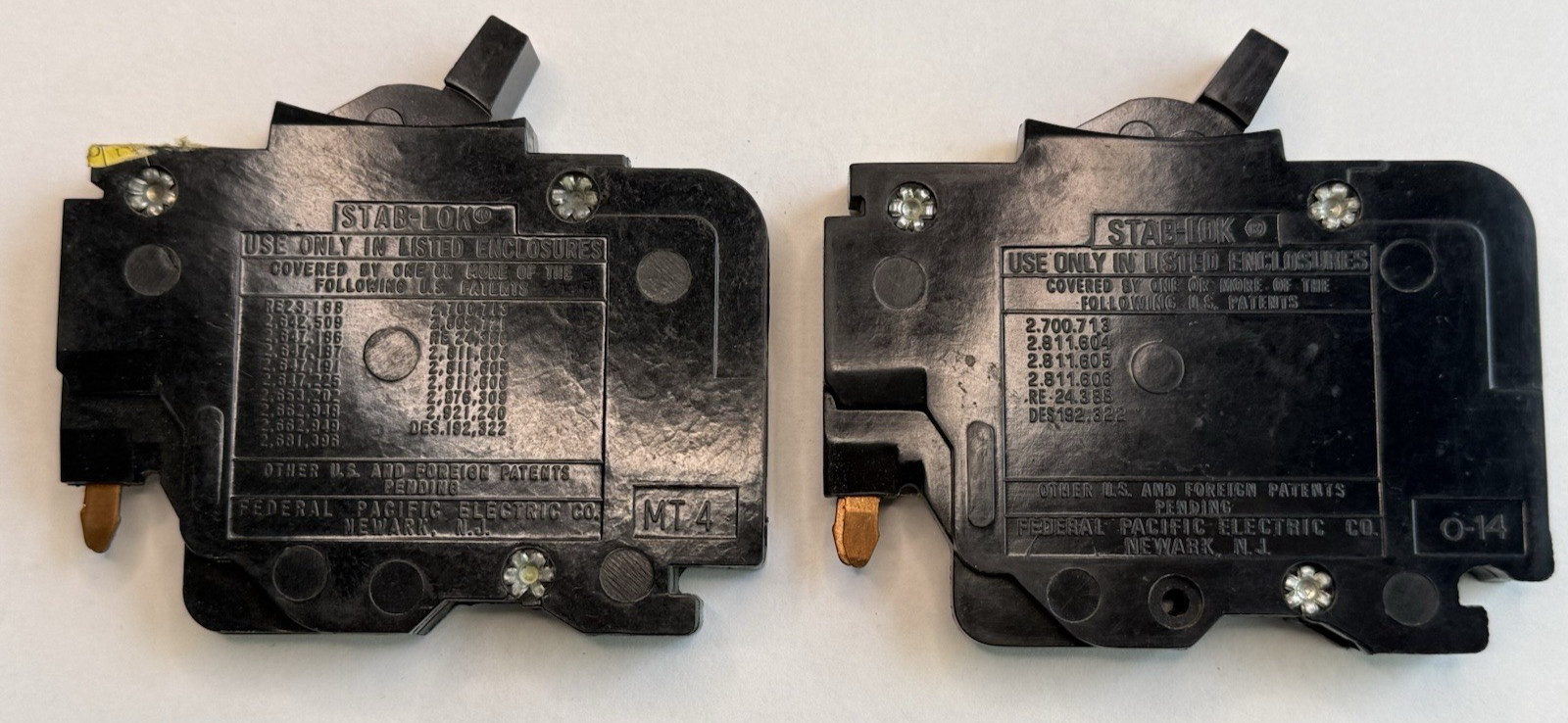 Federal Pacific Electric FPE THIN 15 Amp 1 Pole Stab-Lok Circuit Breakers ~ 2