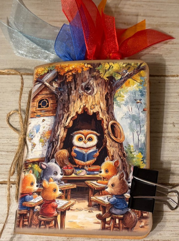Junk Journal Handmade Booklet Book Vintage «School Days» Pockets, Ephemera