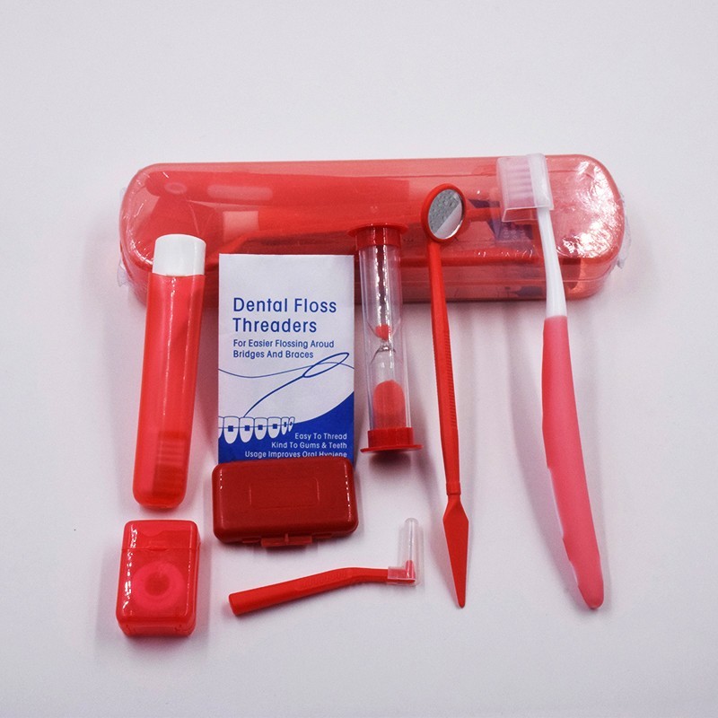 7 Pcs Dental Orthodontic Oral Cleaning Care Kit Teeth Brush Floss Thread 4 Color
