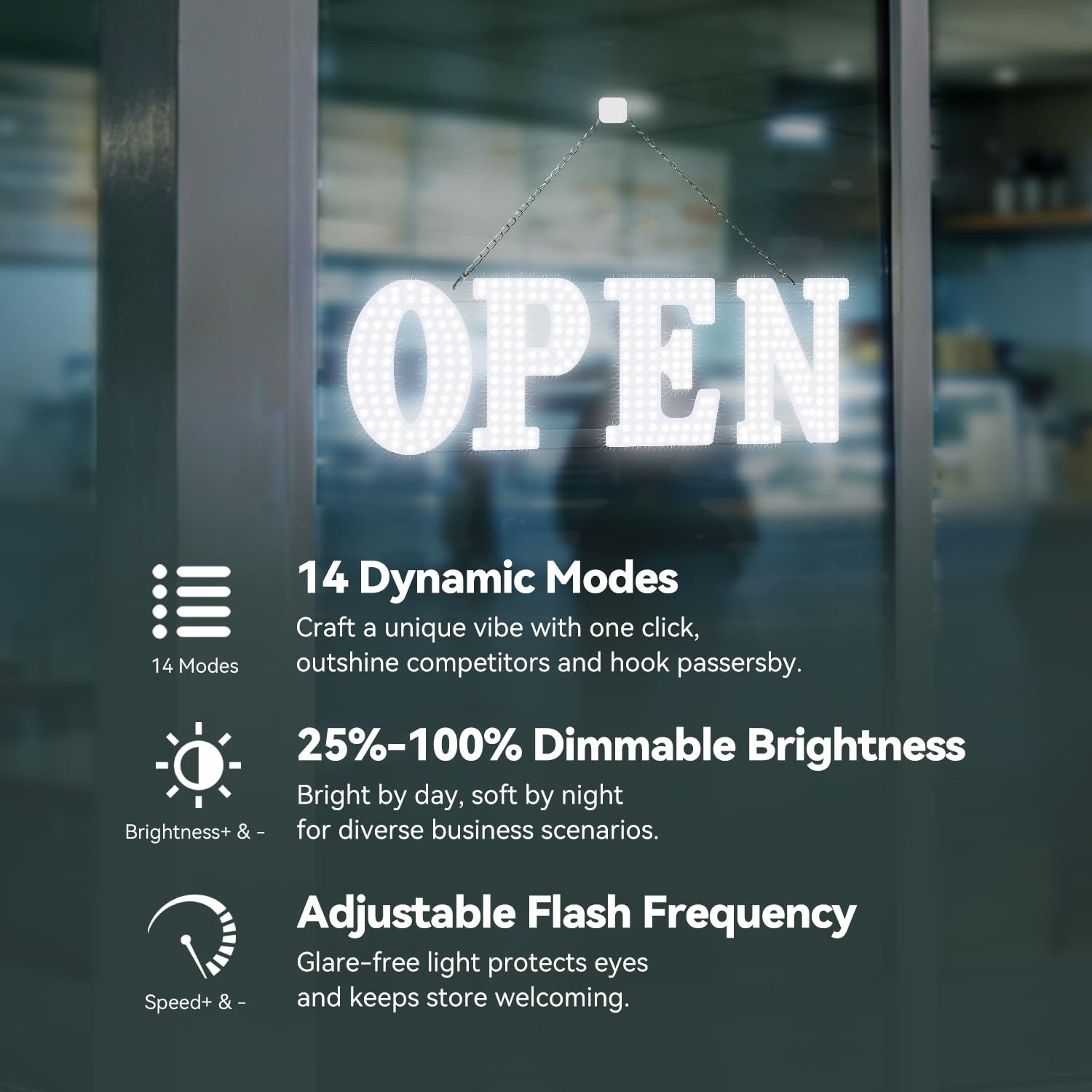 LED Open Signs for Business, 30» x 10″ Large Bright Flashing Open Sign with …