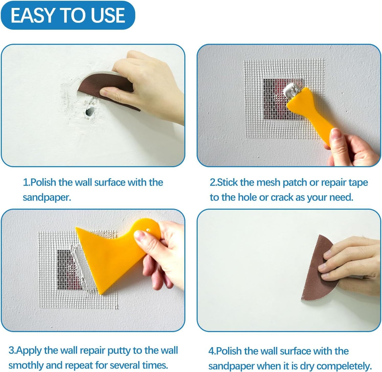 Drywall Repair Kit,Drywall Hole Patch Repair Kit to Fix Wall Surface Holes and C