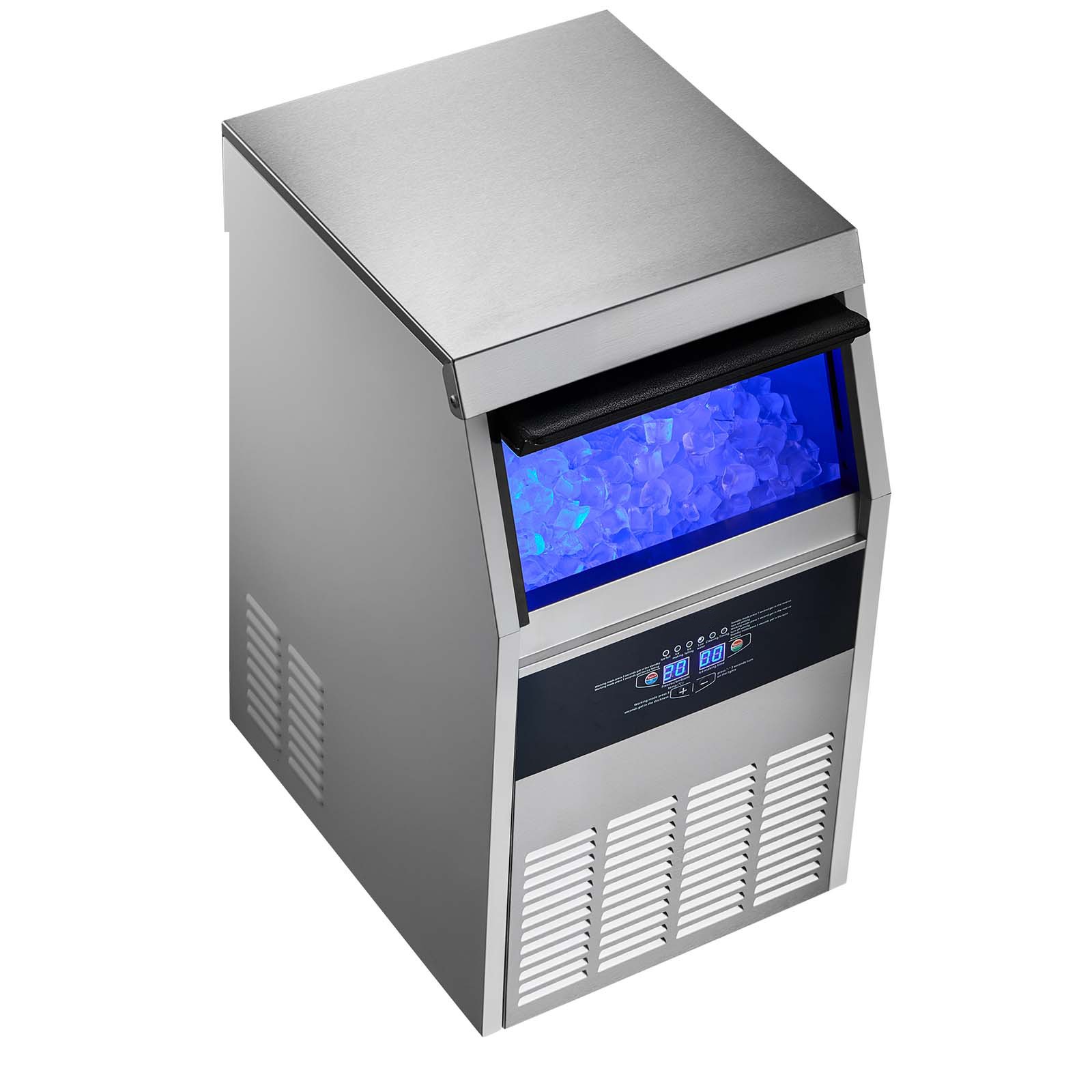 Uimoso Commercial Ice Maker 130 lbs/24h Ice Machine 16-30 lbs Storage Restaurant