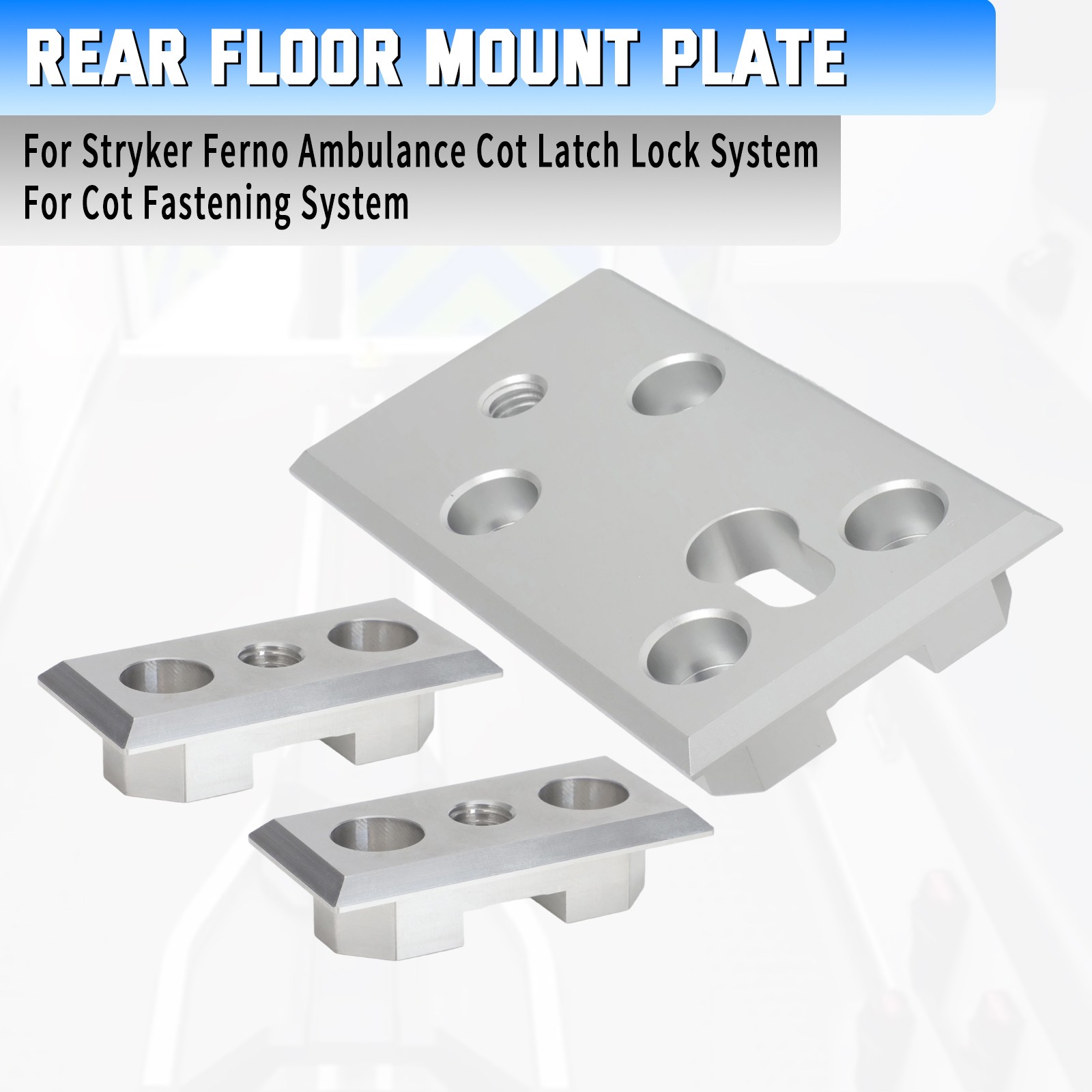 3PCS Floor Mount Plates for Stryker Ferno Ambulance Stretcher Fastening System