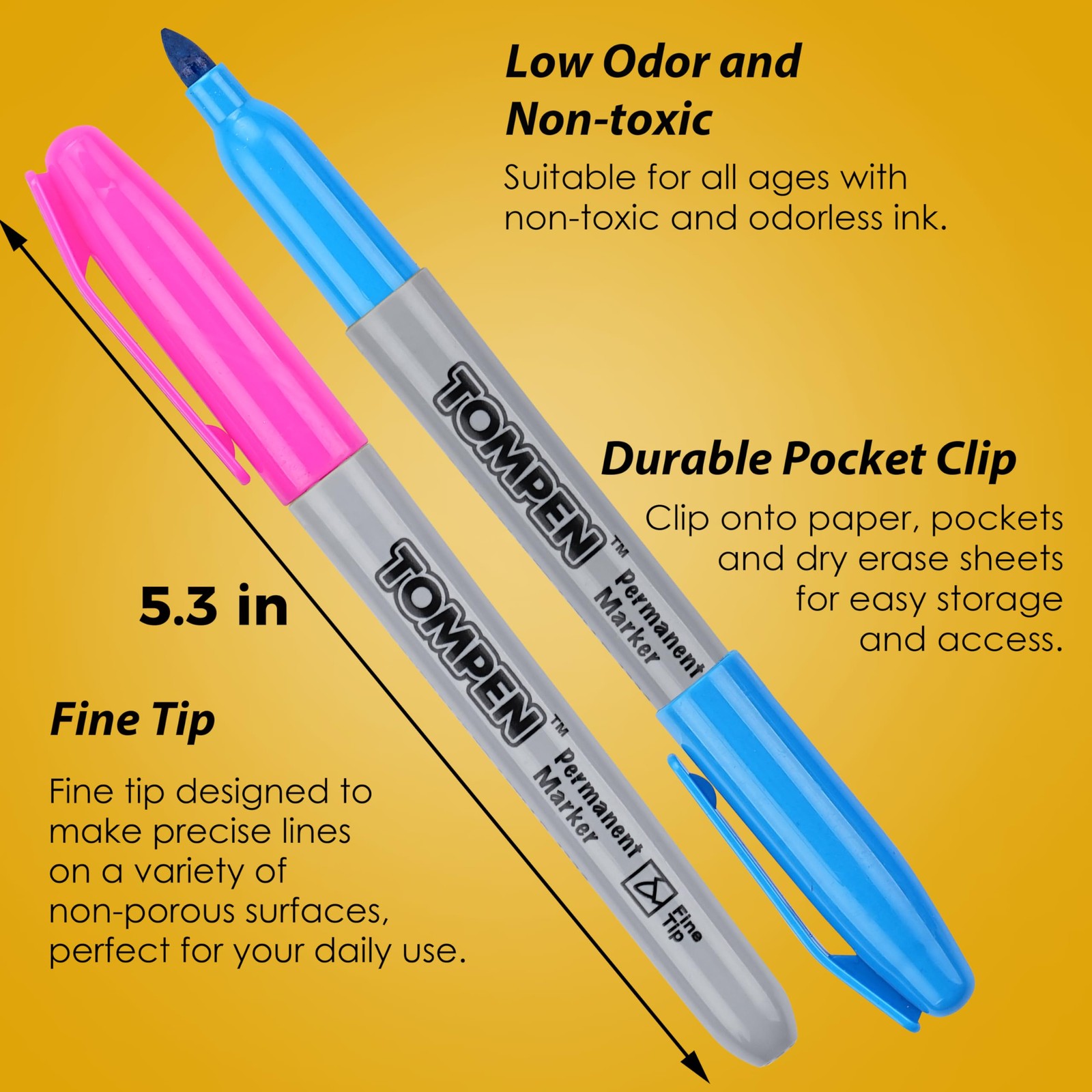 TOMPEN Permanent Markers Fine Tip 100 Pack 1 Count (Pack of 100), Multicolor