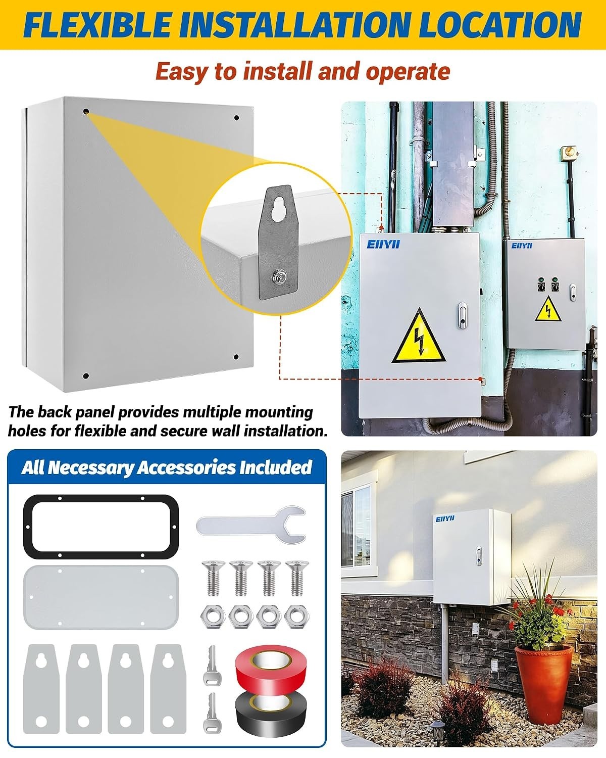 Secure 20x20x8» Junction Box with Lock | NEMA 4X Steel Design, Indoor/Outdoor