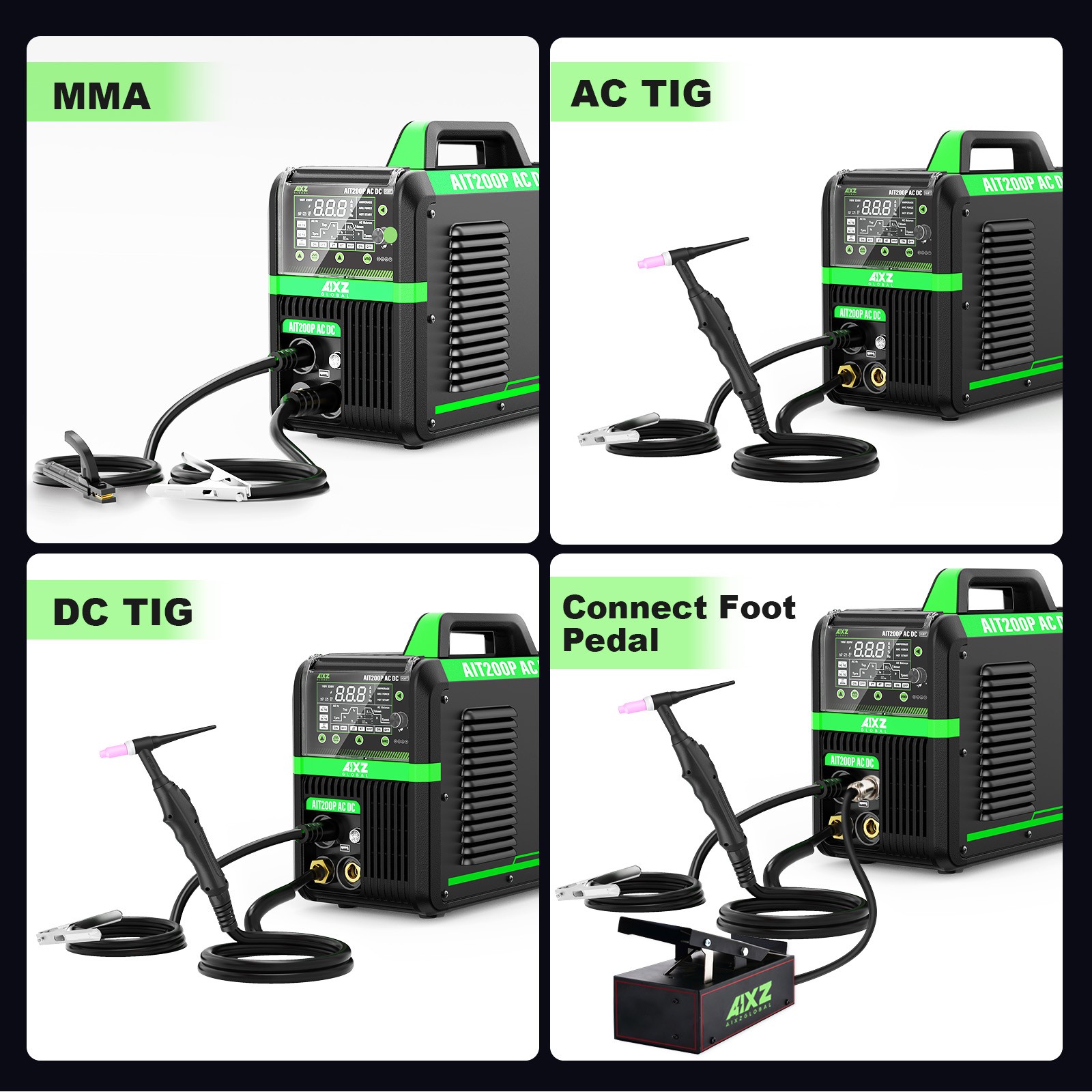 5in1 AC DC TIG Welding Machine 200Amp 110V/230V Pulse Aluminium TIG STICK Welder