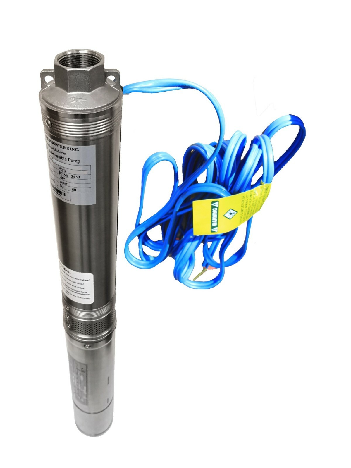 Submersible Pump, Deep Well, 4″, 3HP/230V, 625′, all S.S. Hallmark Industries