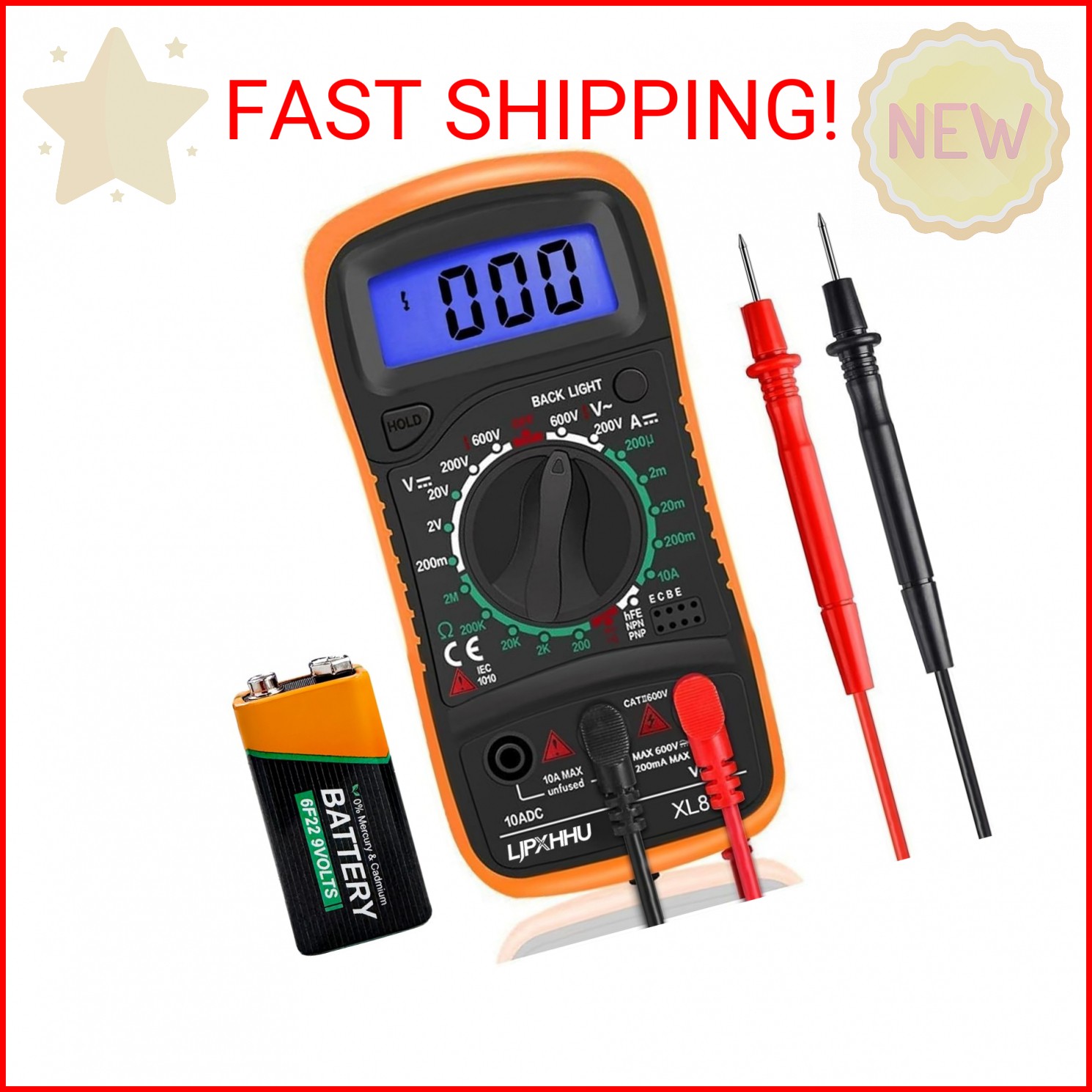 Digital Multimeter Voltmeter Battery Voltage Multi Tester Continuity Ohm Volt Am