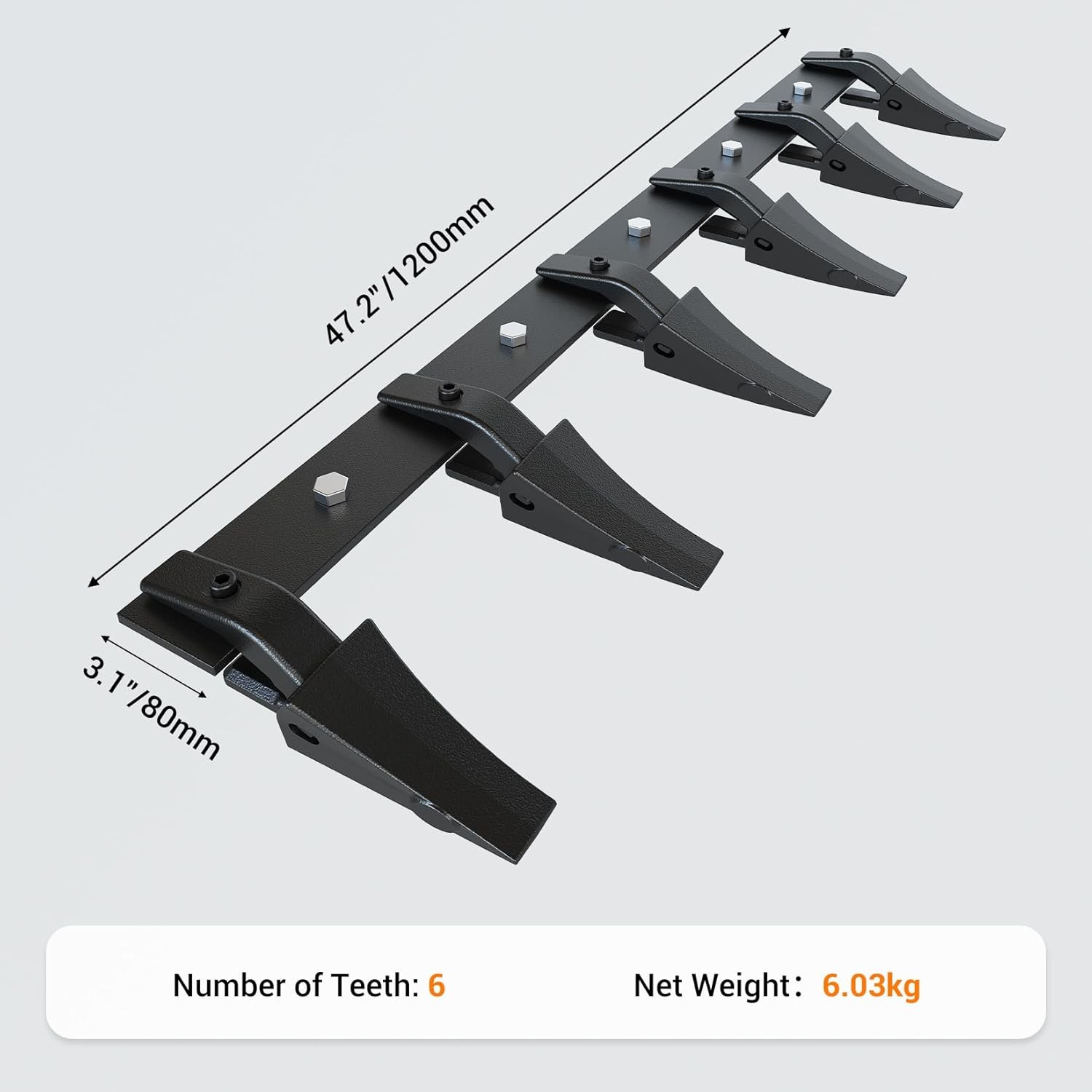 48″/59″/72″ Bucket Tooth Bar Fork Attachment Teeth for Tractor Bucket Skidsteer