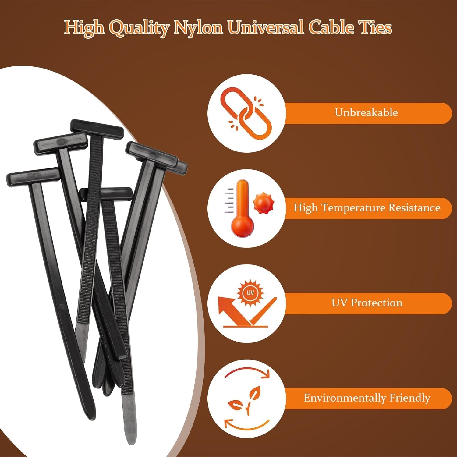 50pcs Nylon Universal Cable Tie Buckle Heavy Duty Self-Locking Free Ship