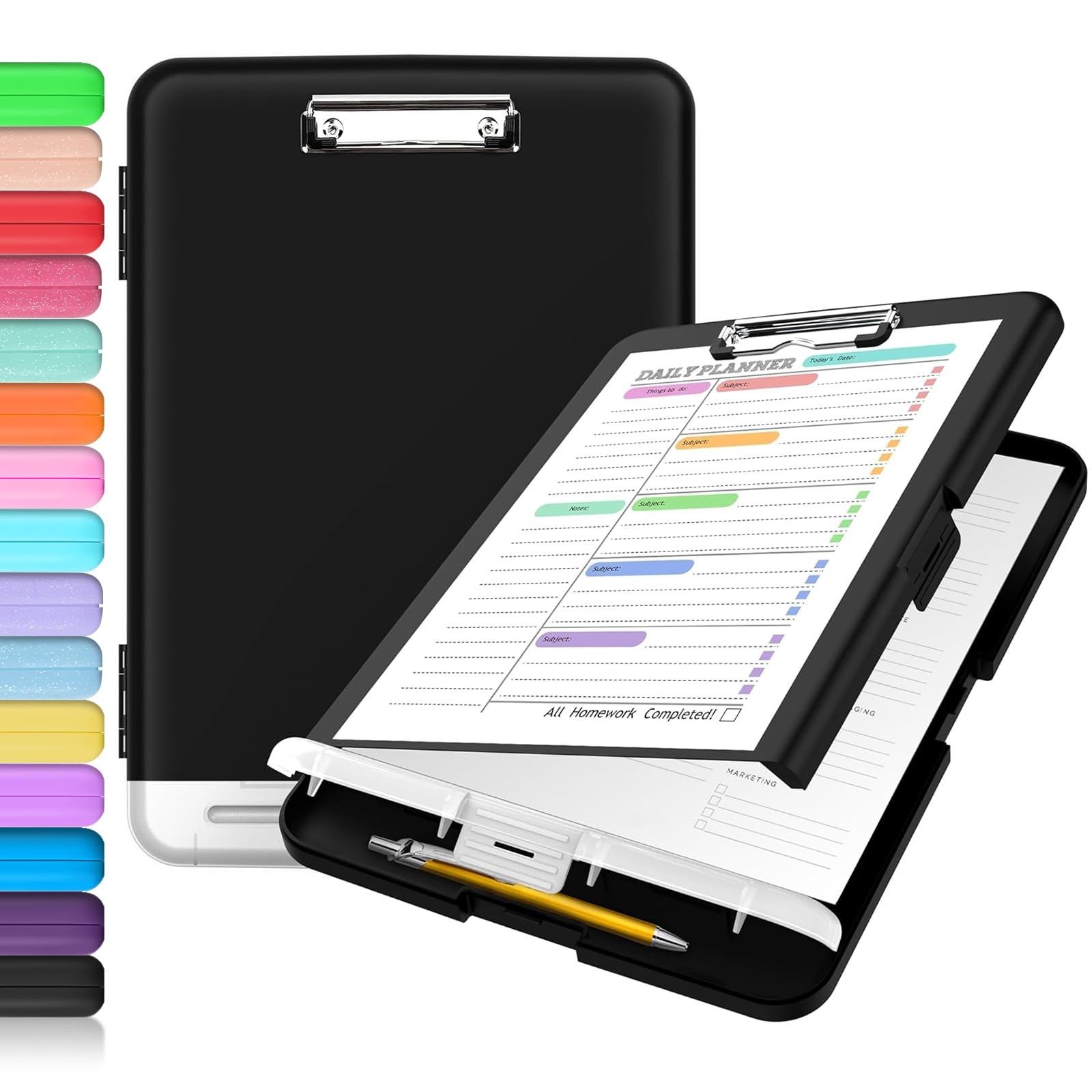 Sooez Clipboard with Storage, Clip Board 8.5 10″W x 1-1/4″D x 14-1/2″H, Black