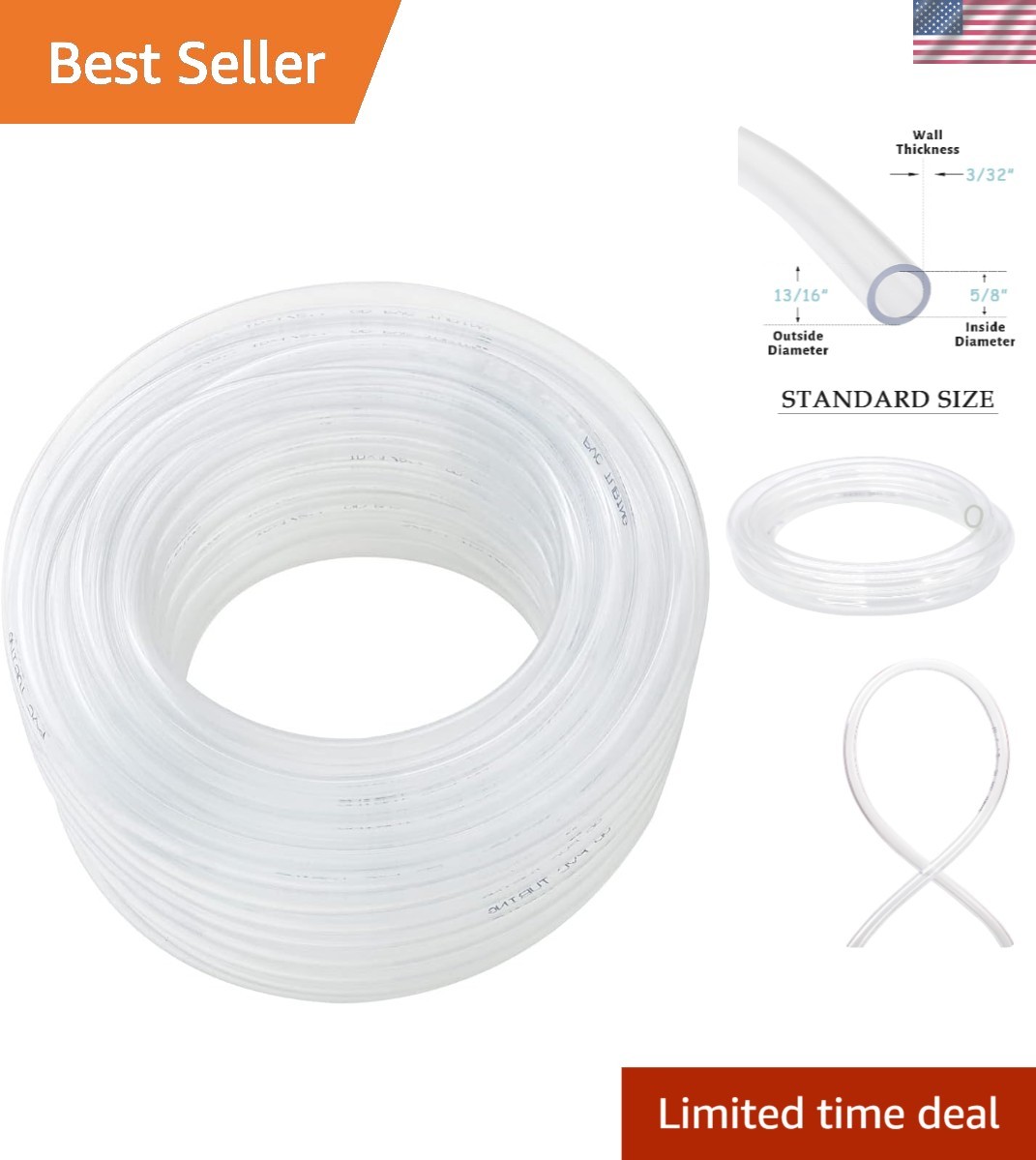 Durable 50ft Clear Vinyl Hose – UV Resistant, Easy to Install, Multi-Purpose Use