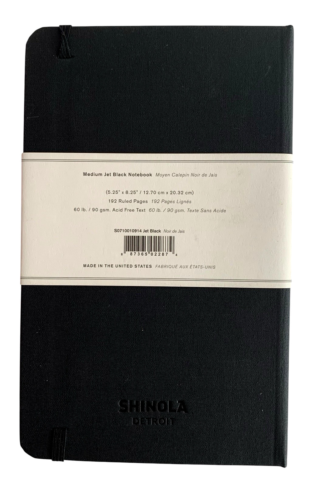 Shinola Detroit Medium Jet Black Hard Ruled Journal 192 Pages 5.25″ x 8.25″ Logo