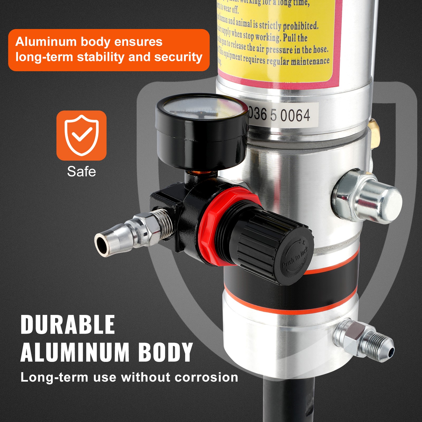 VEVOR Grease Pump Air Operated Grease Pump 0.6-0.8Mpa 13 ft Hose & Grease Gun