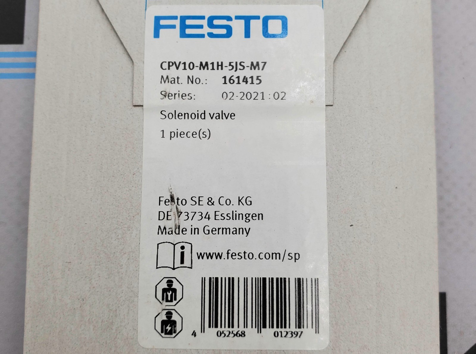Festo CPV10-M1H-5JS-M7 Solenoid Valve 0.46W 21VDC IP00/65