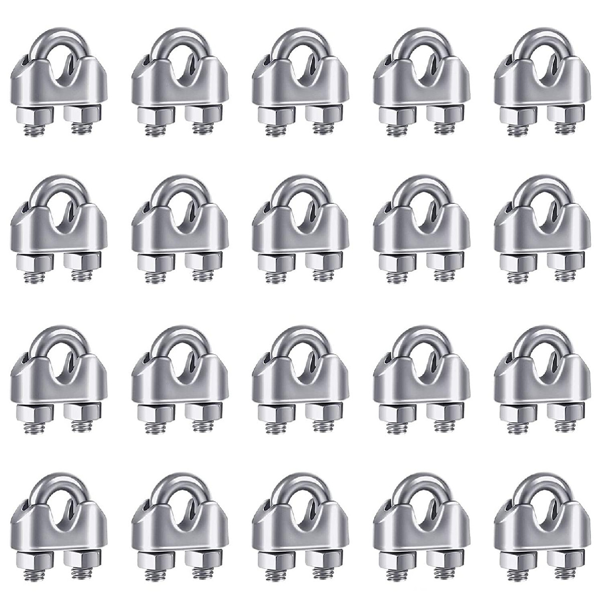 Yamaso 20Pcs 1/16 Inches M2 Stainless Steel Wire Rope Cable Clip Clamp