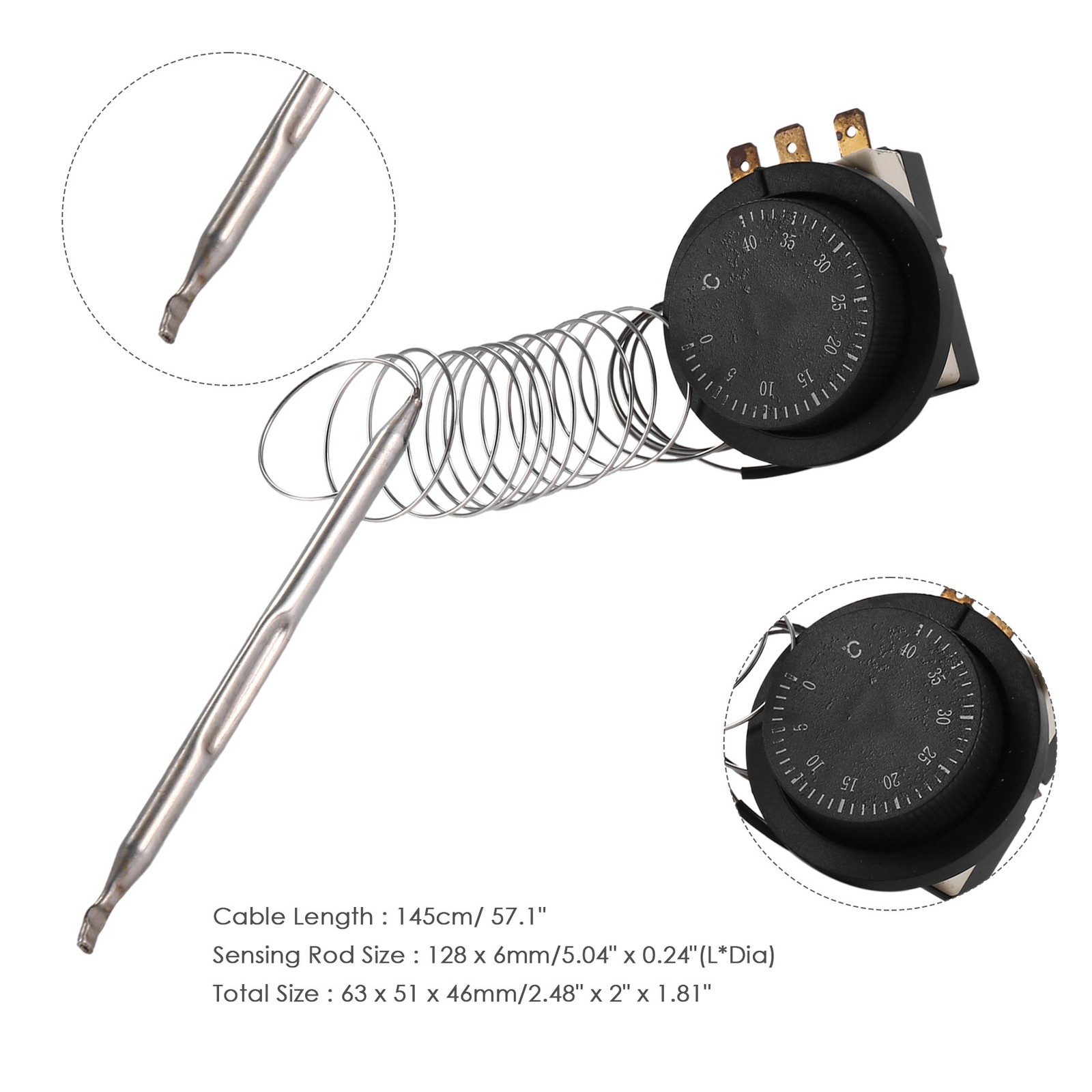 1NC 1NO AC 250V/380V 16A 0-40C Temperature Control Capillary Thermostat T4E6