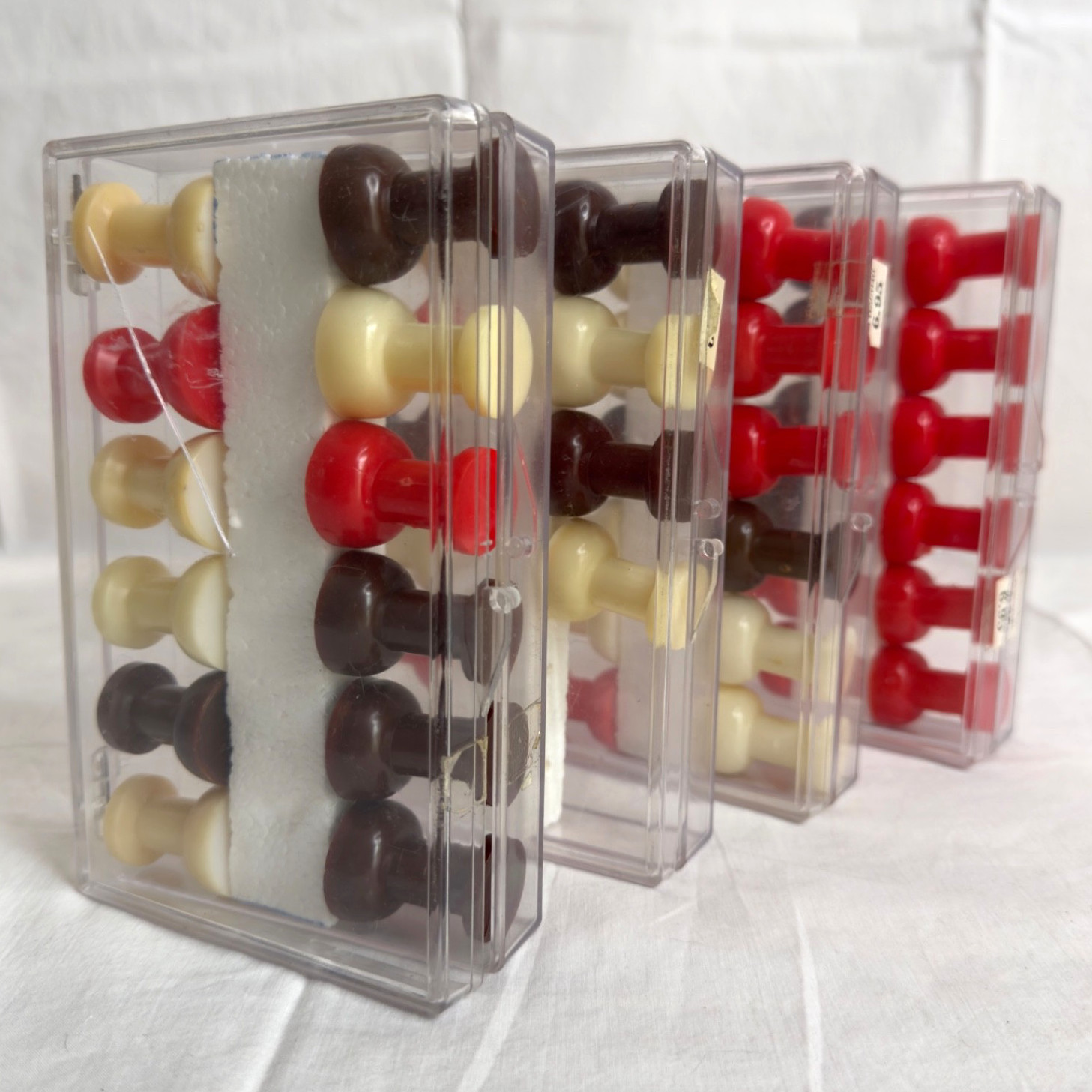 MCM Pop-Art LARGE 2″ PUSH-PINS Red BROWN White HONG KONG Retro OFFICE Supplies
