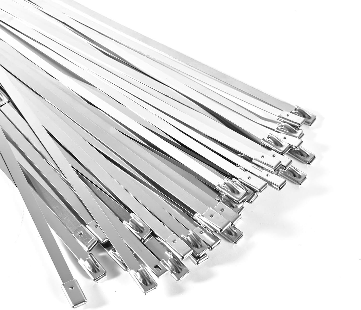 100-Pack Metal Zip Ties 11.8 inch, Heavy Duty 304 Stainless Steel Self-Locking C