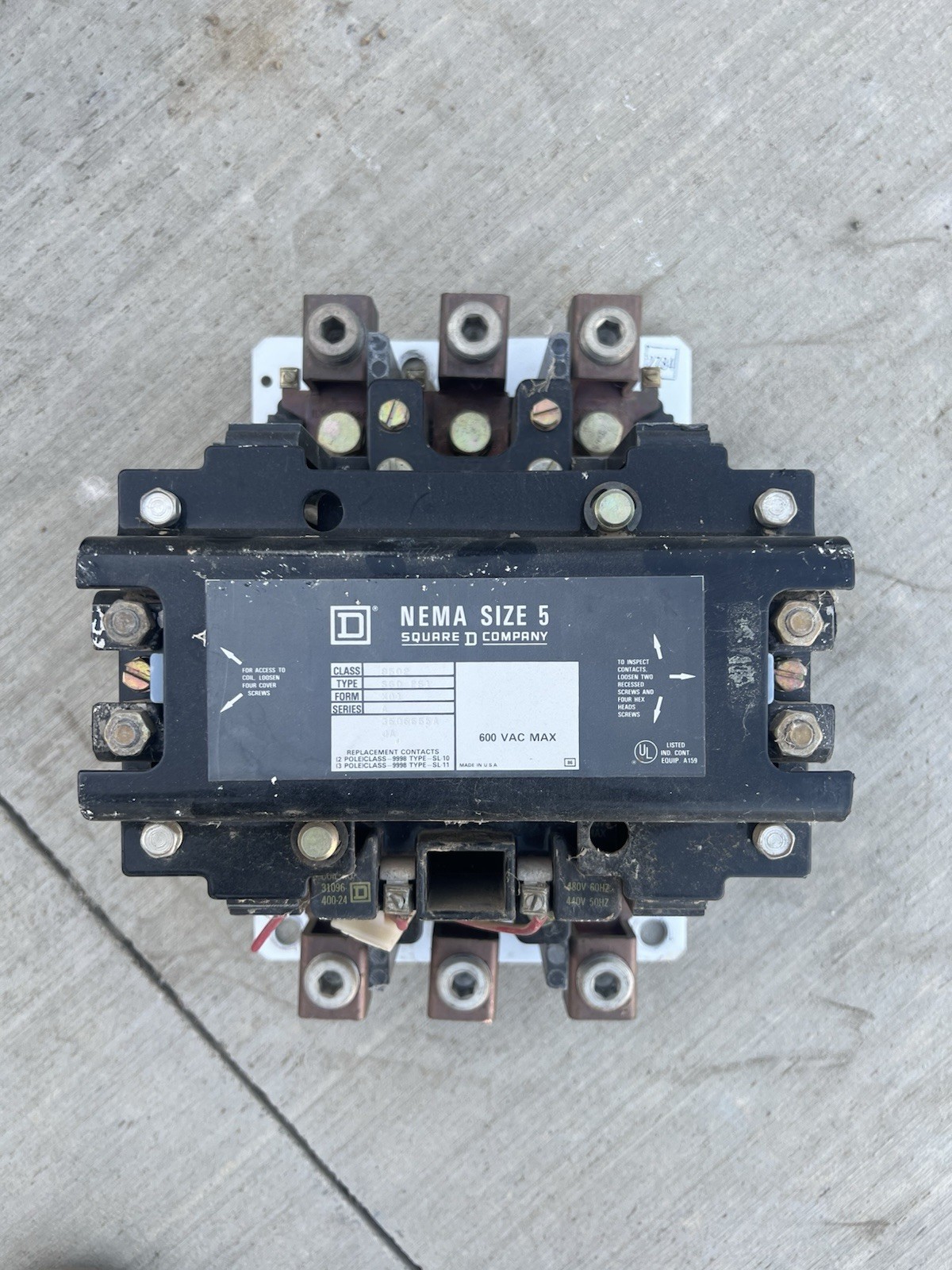 Square D 8502 8502SCO2S1 NEMA Size 5 Contactor 480V Coil 310A 600VAC