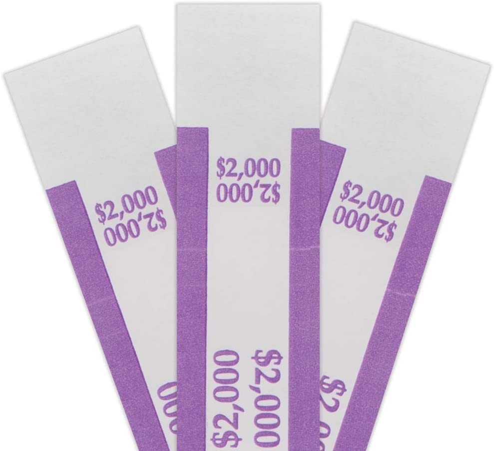 Assorted Money Bands – 1000 Self-Sealing Bill Straps, Color-Coded Denominations