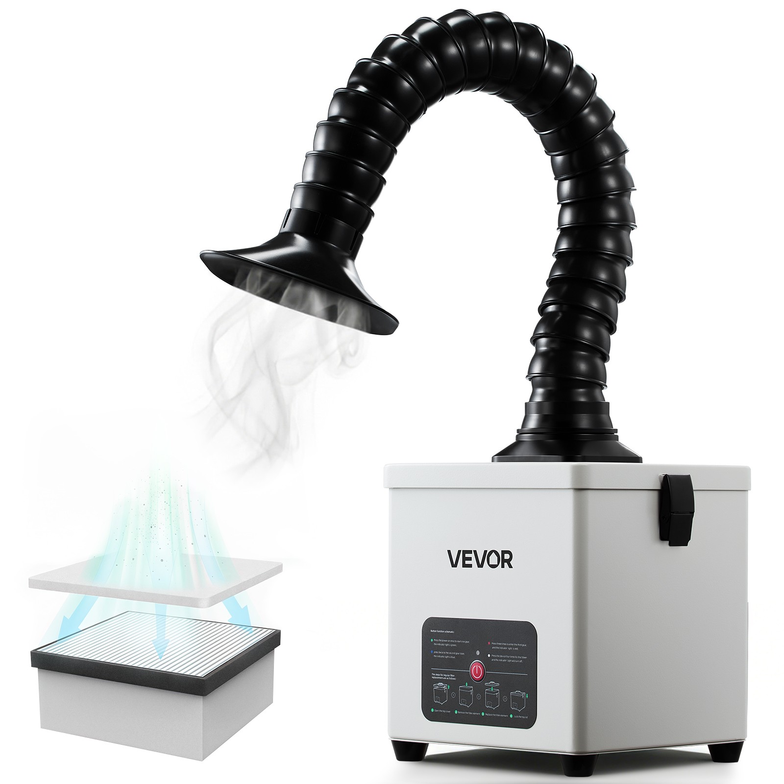 VEVOR Solder Fume Extractor 3-Stage Filtration 180m³/h Soldering Smoke Absorber