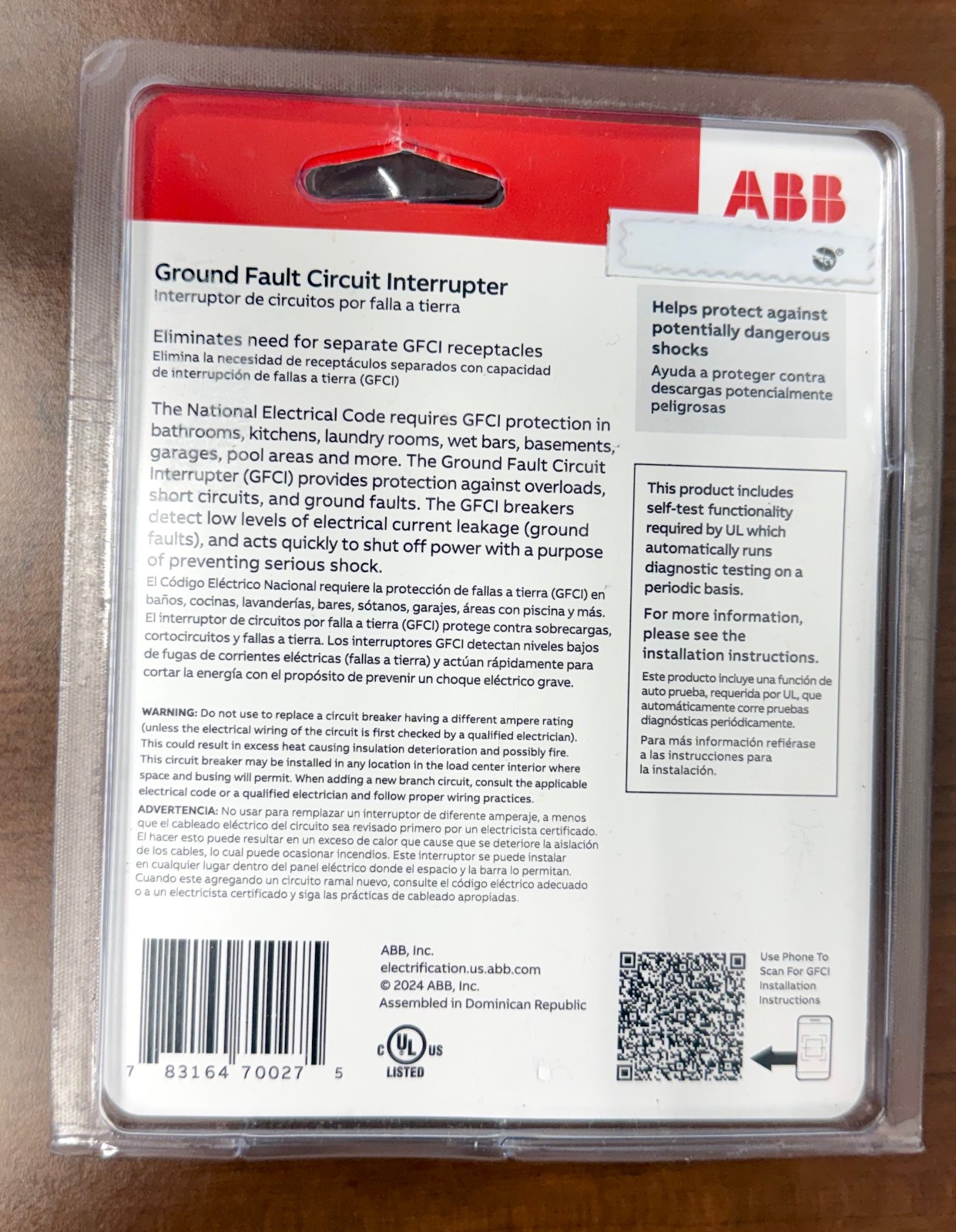 ABB 50A 2-Pole GFCI Breaker THQL2150GFT2A 240V Ground Fault Circuit Interrupter