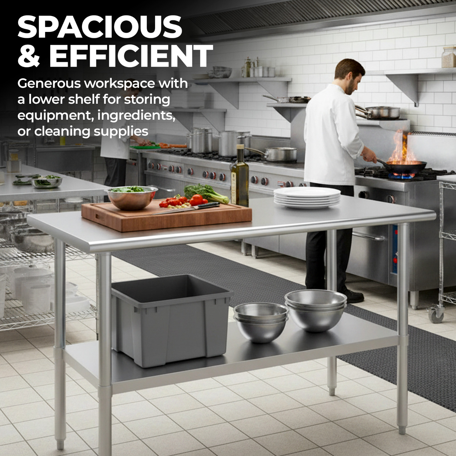 Stainless Steel Food Prep Work Table with Adjustable Undershelf 24”x60”