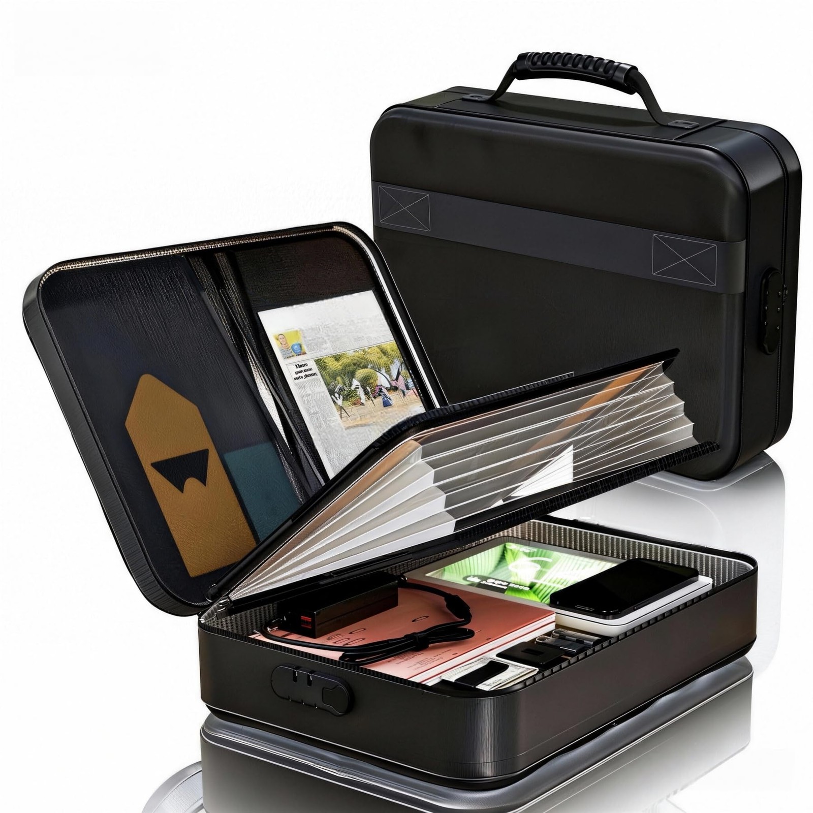 Fireproof Document Box (Soft-Shell) with Lock & Waterproof Zipper, 5200°F Saf…